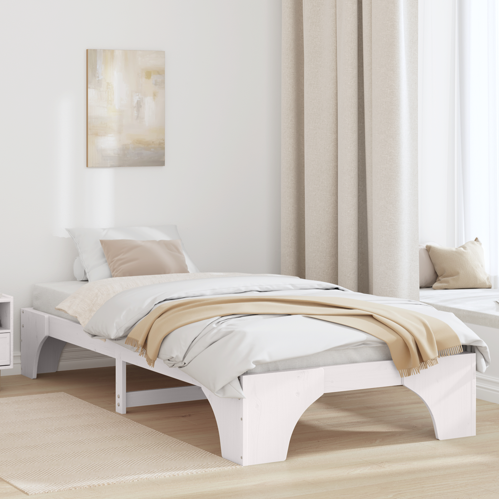 vidaXL Bettgestell Weiß Holz 90 x 190 cm Minimalistisch Bettgestell