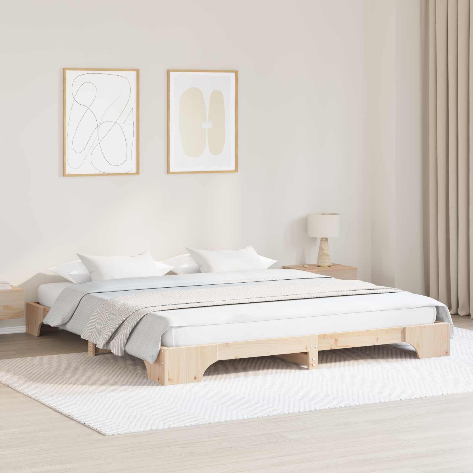 vidaXL Cadru de Pat Natural Lemn Masiv de Pin 180 x 200 cm Durabil