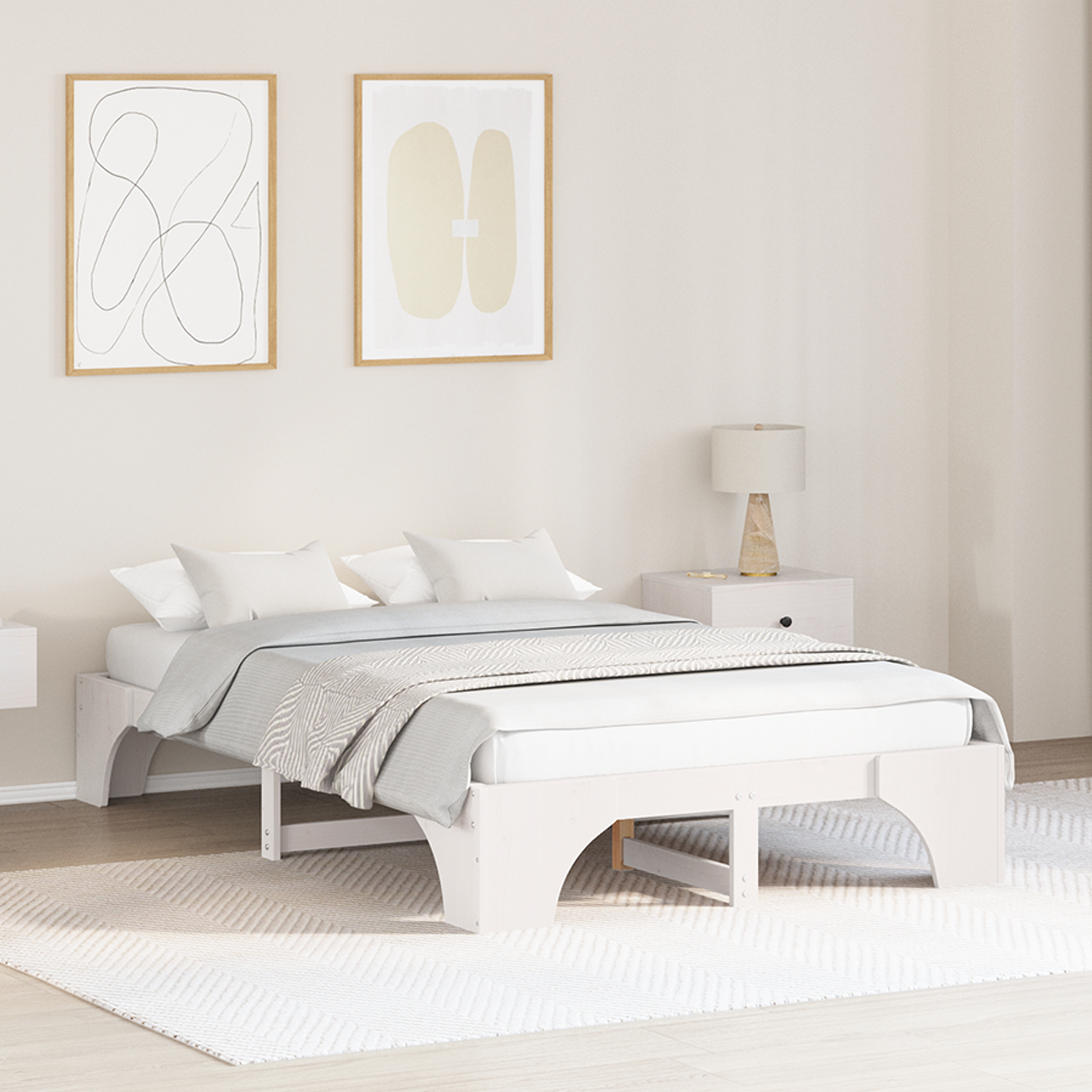 Paturi si accesorii - Cadru de pat Alb Lemn 120 x 200 cm Durabil Cadru de pat