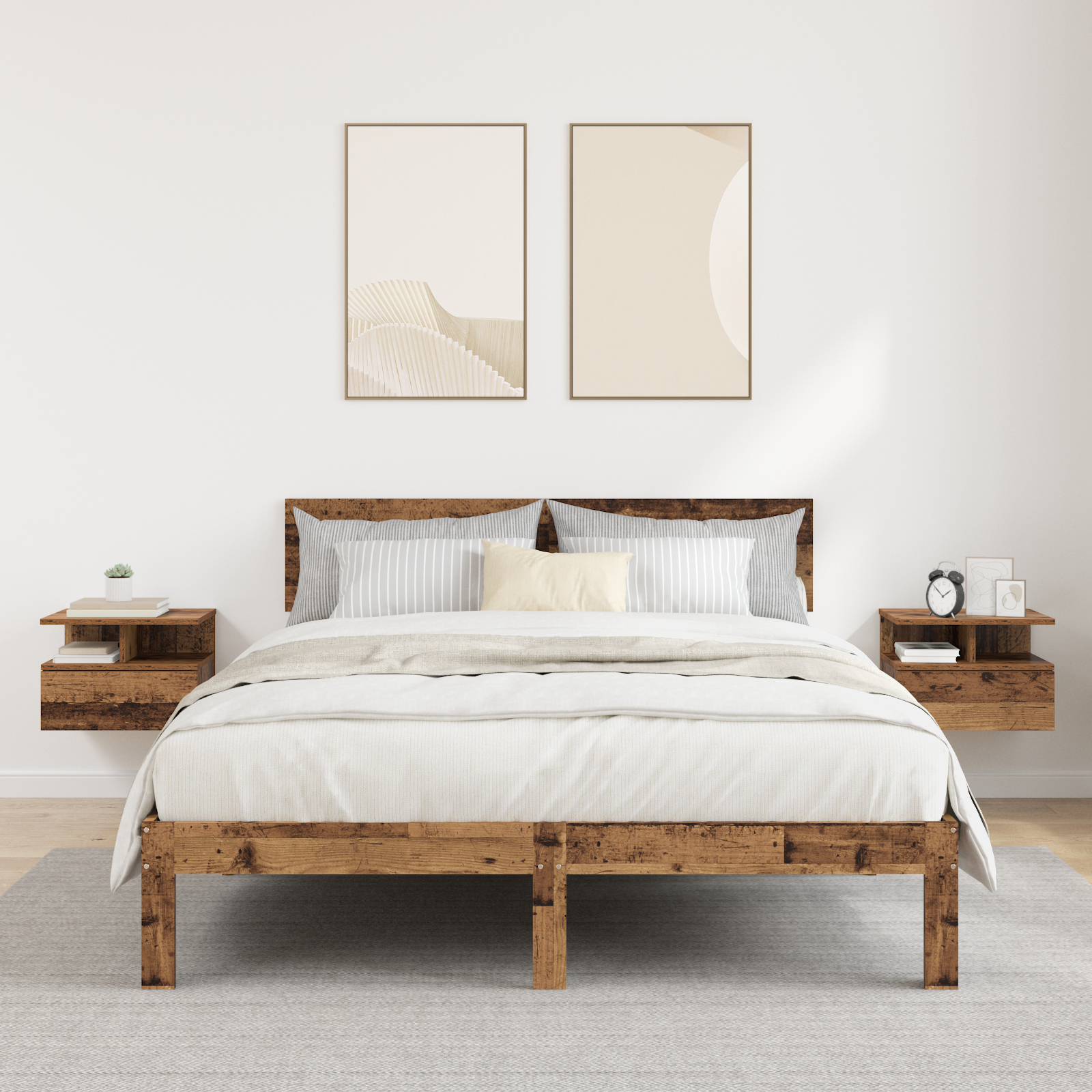 Schwebende Nachttische 2 Stück Alte Holzoptik 40x31x27 cm Holzwerkstoff