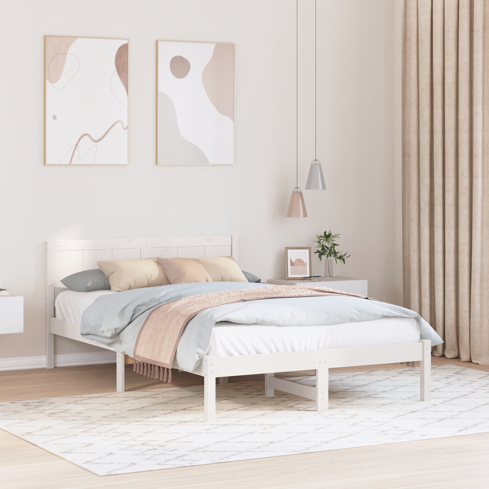 Paturi si accesorii - Cadru de Pat din Lemn de Pin Alb Lemn solid de pin 120 x 200 cm