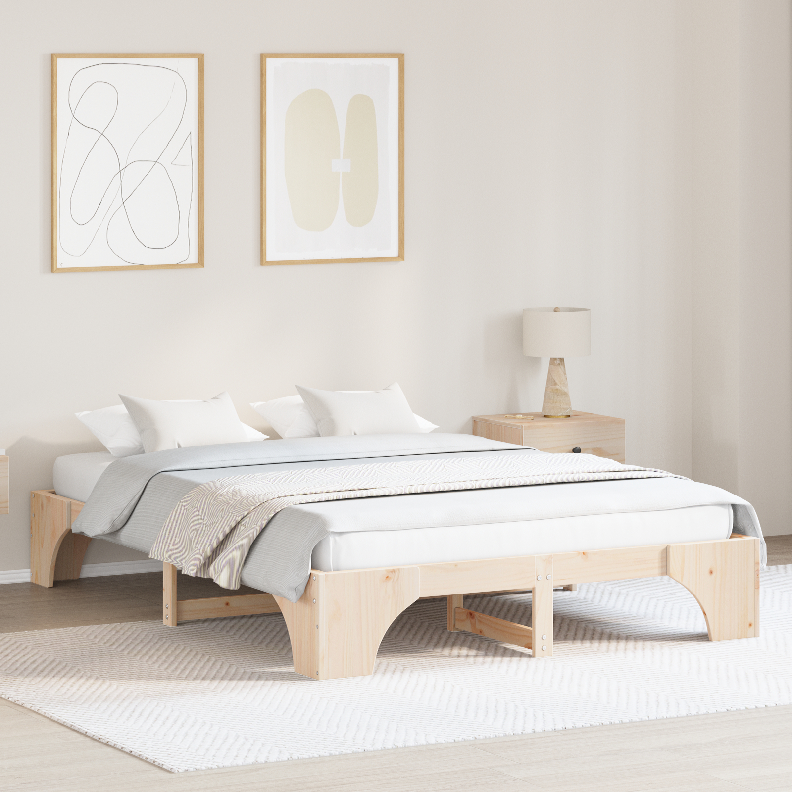 vidaXL Cadru de pat Natural Lemn masiv de pin 140 x 200 cm Durabil