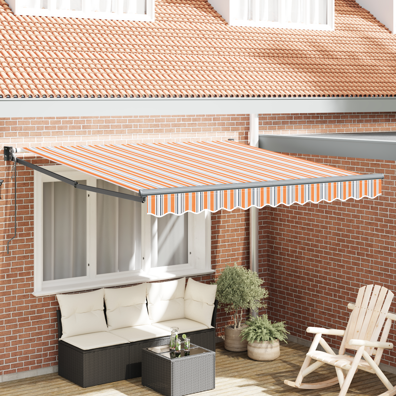 Automatisk Udtækkelig Markise Multikolor Stribe 350x250 cm