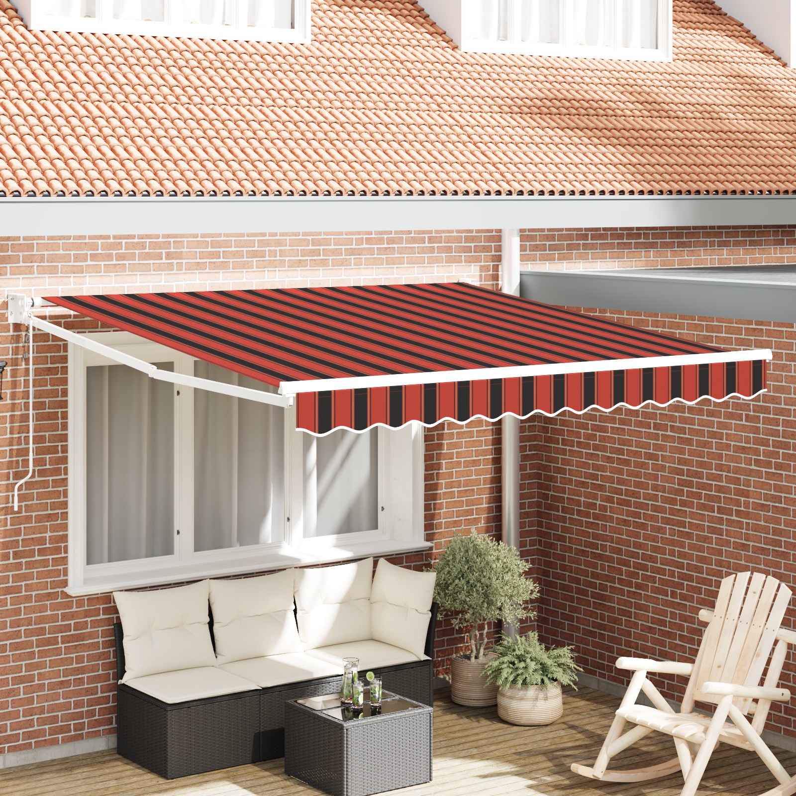 vidaXL Marchiză retractabilă orange și maro 300x250 cm