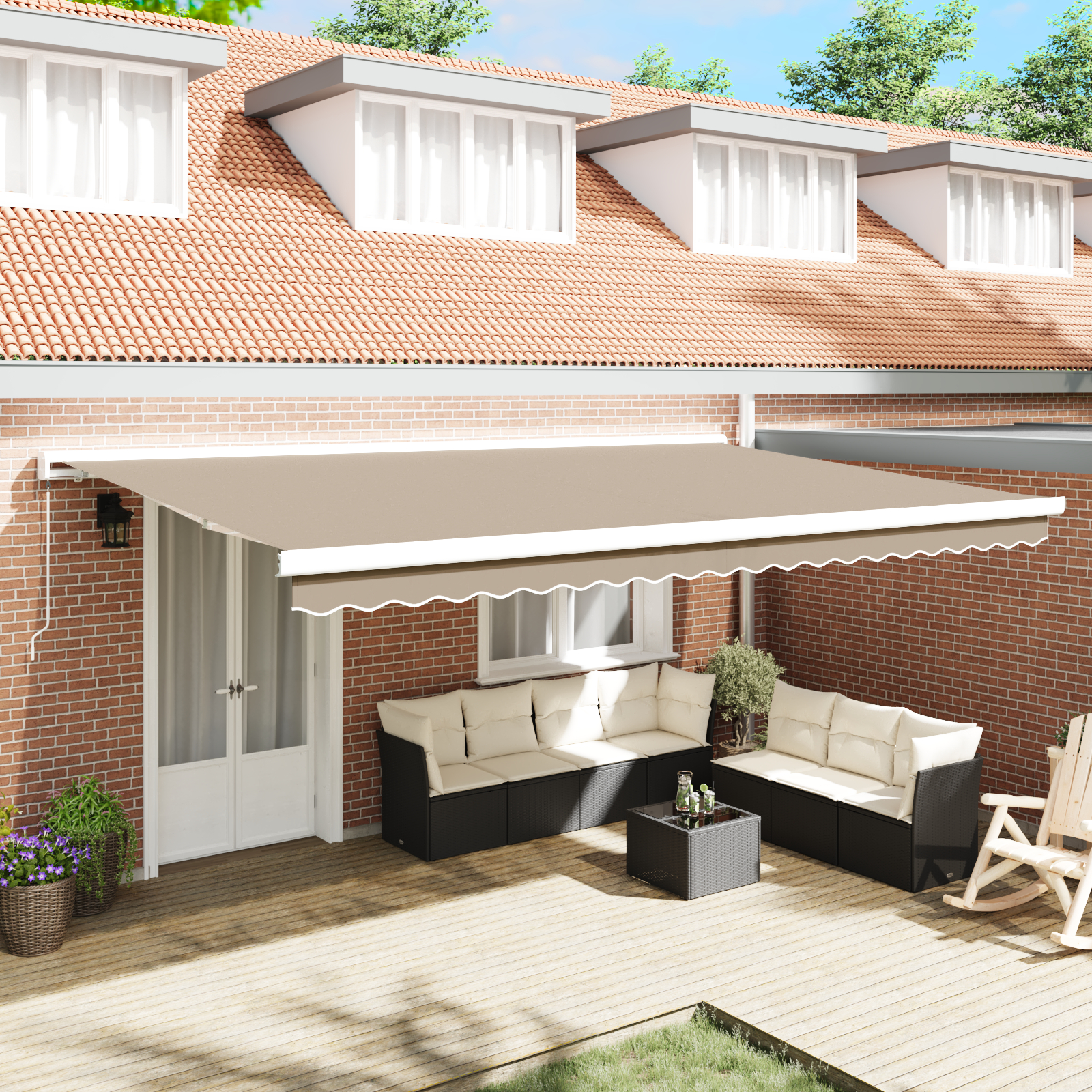 erstatningsmarkise stof til 5x3 m ramme beige