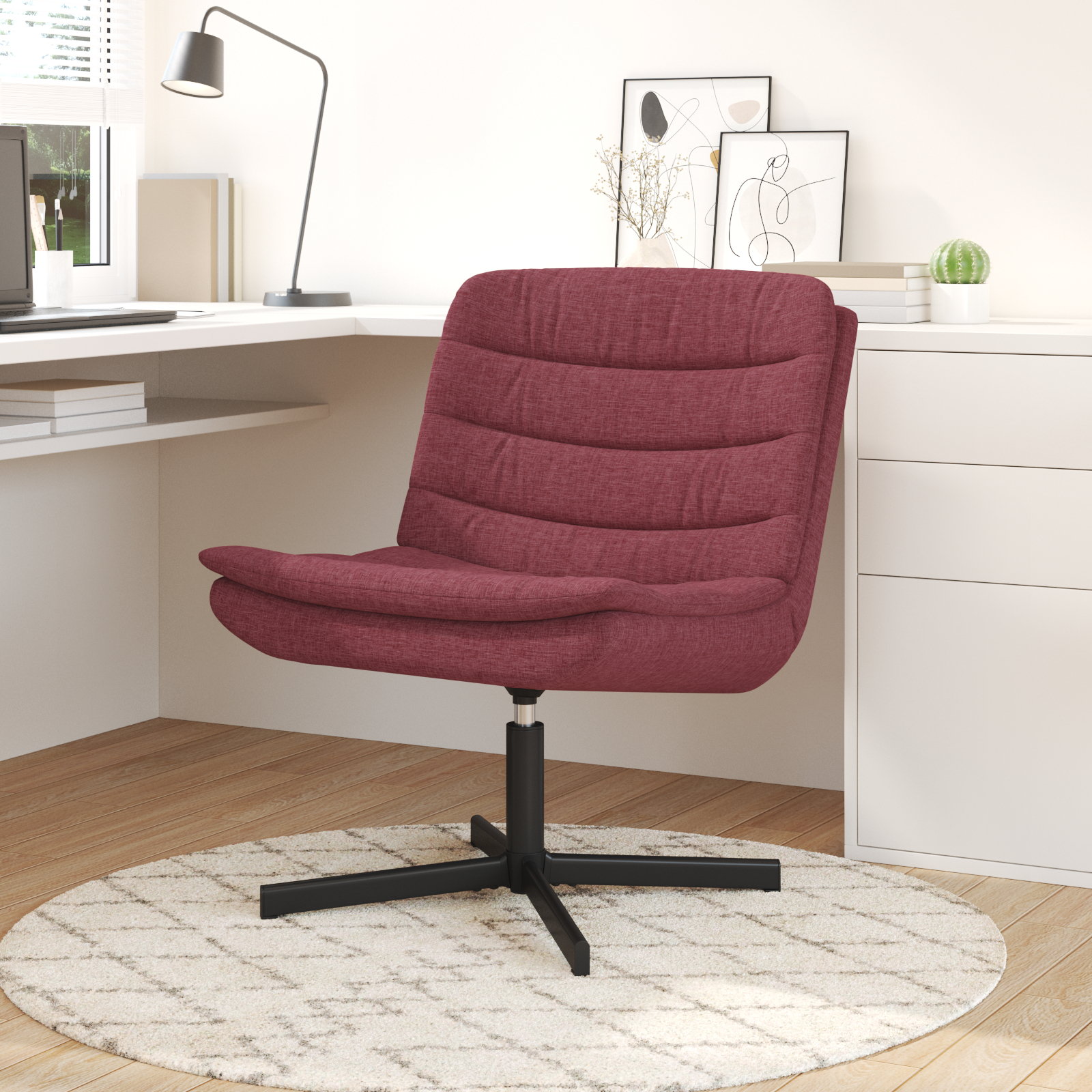 vidaXL Drehstuhl Weinrot Stoff Standard Ergonomisch Drehstuhl