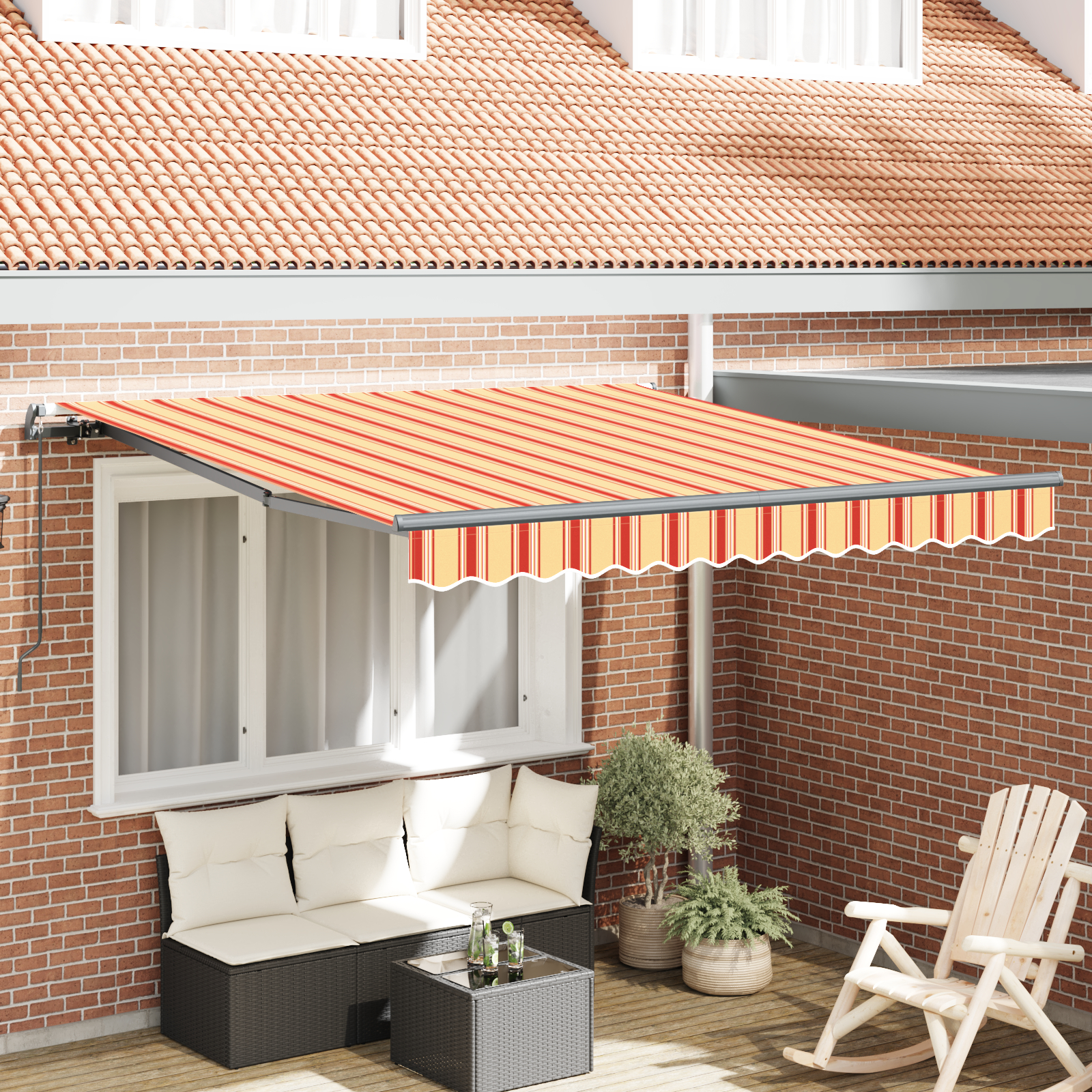 Ručno uvlačna tenda žuta i narančasta 300x250 cm