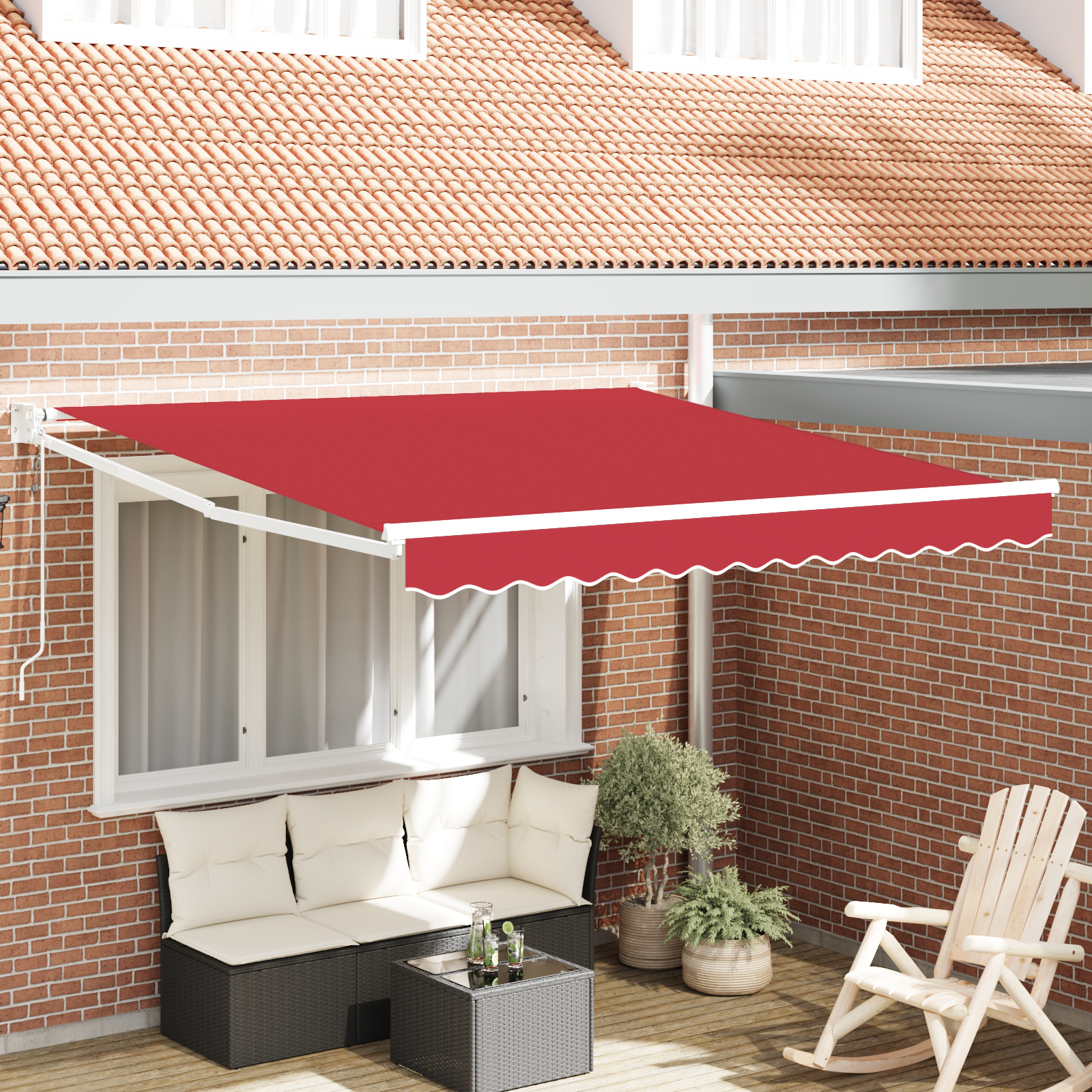 Automatisk Udtækkelig Markise Rød 300x250 cm, vidaXL Markise Erstatningsstof til 3x2.5 m Ramme Rød