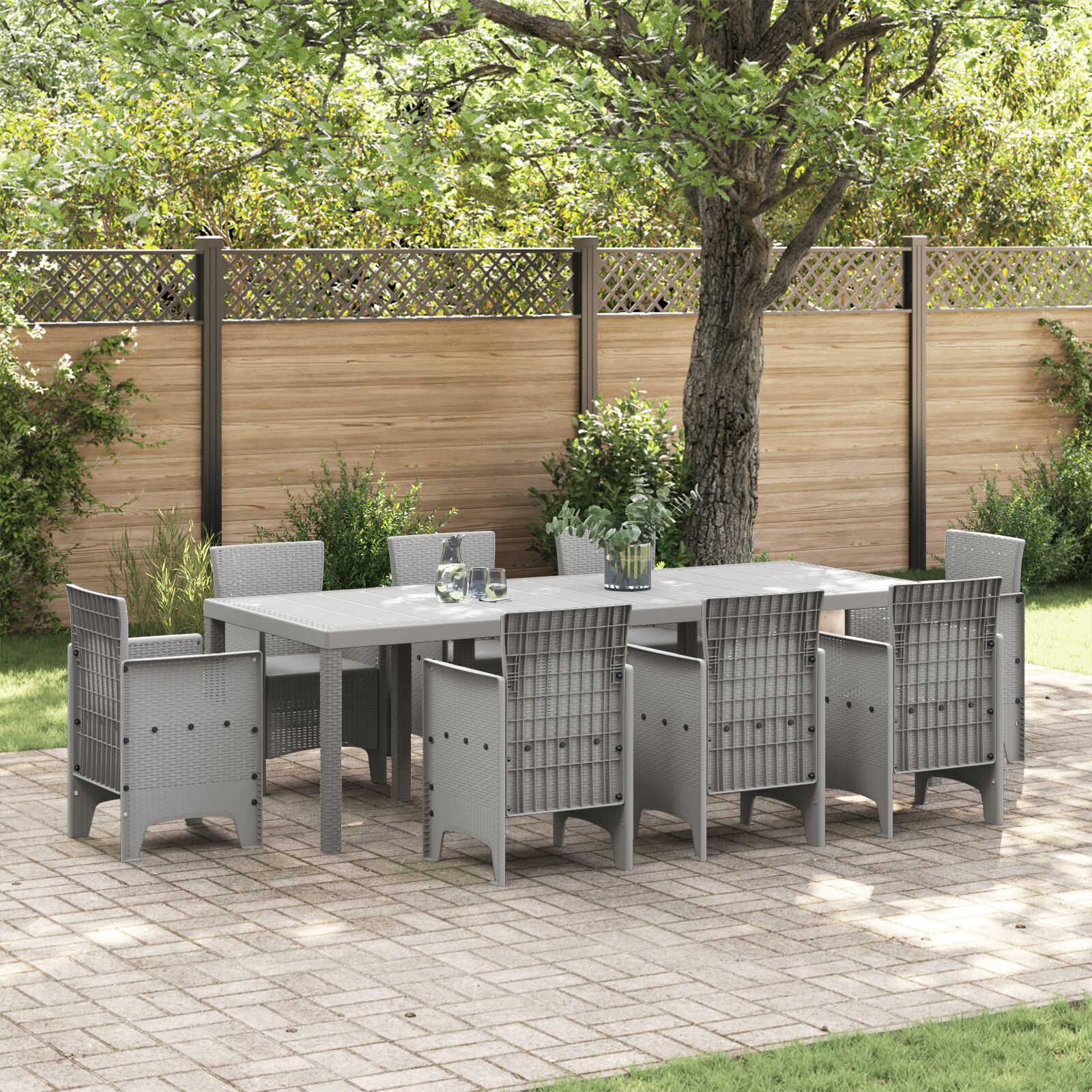 Vrtni stol Svjetlosiva 250x100x73 cm Poly Rattan, vidaXL Vrtni stol Svjetlosiva 100x100x73 cm Poly Rattan, vidaXL Vrtni stol Svjetlosiva 150x100x73 cm Poly Rattan