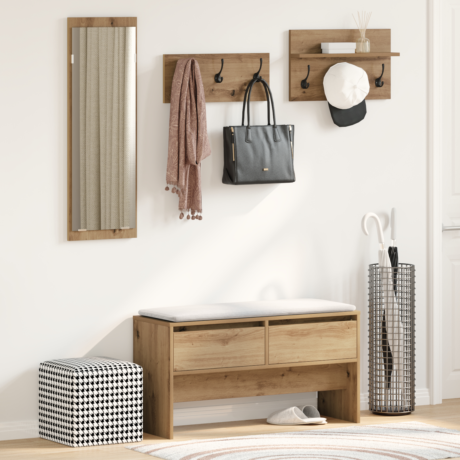 4-delige Halmeubels Set Artisan Eiken Geengineerd Hout