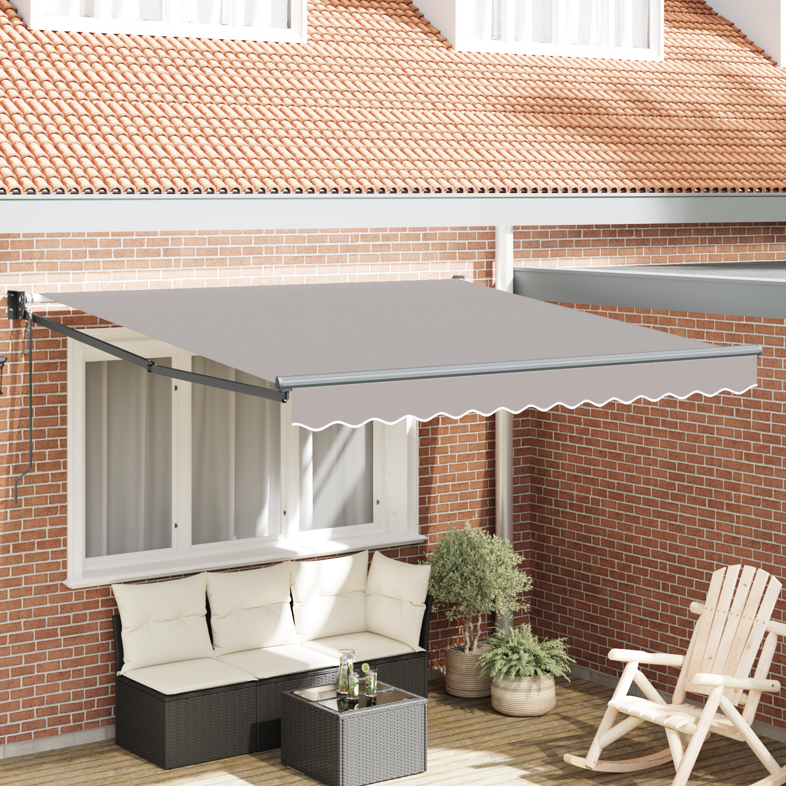 Automatisk Udtækkelig Markise Lys Grå 350x250 cm, vidaXL Markise Udskiftningsstof til 3.5x2.5 m Ramme Lys Grå