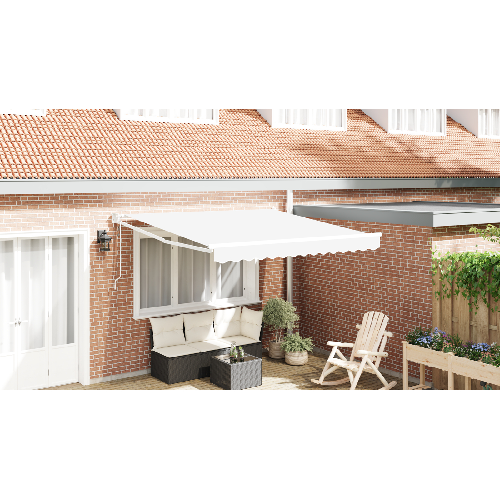 Automatisk Udtækkelig Markise Hvid 300x250 cm, vidaXL Markise Udskiftningsstof til 3x2,5 m Ramme Hvid