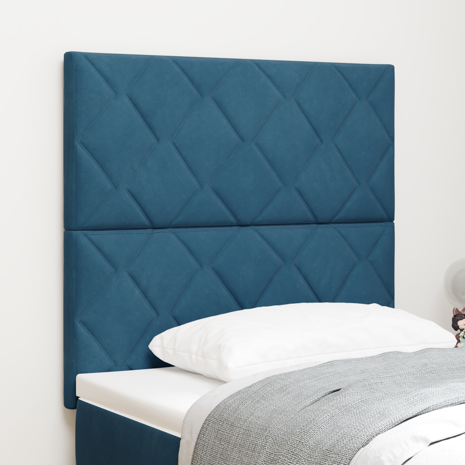 Cabeceira Design Blocos em Diamante Azul Escuro 90 cm Veludo, vidaXL Cabeceira Design Blocos em Diamante Azul Escuro 180 cm Veludo