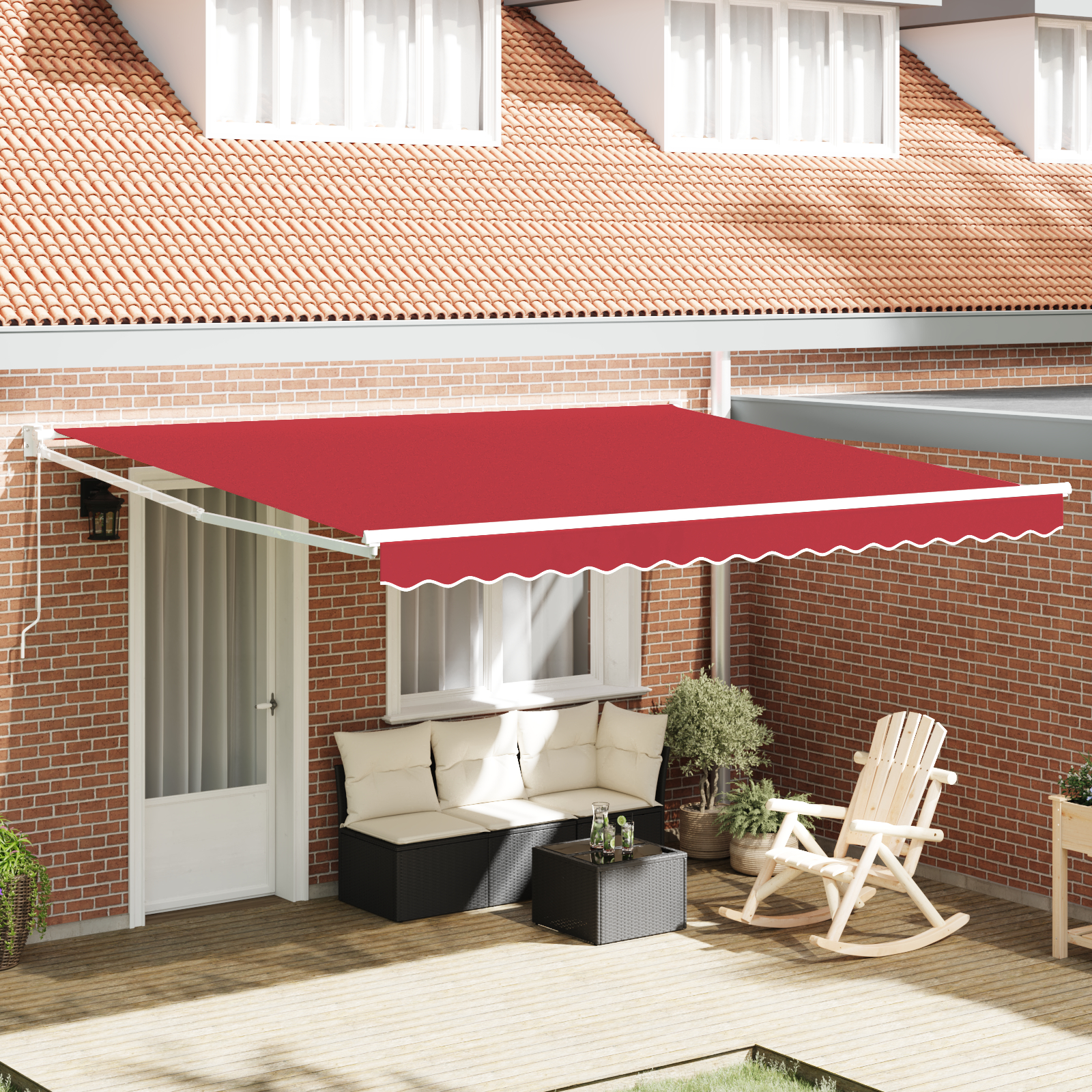vidaXL Ročna Retraktibilna Tenda Rdeča 400x300 cm, vidaXL Tenda Zamenjavna Tkanina za 4x3 m Okvir Rdeča