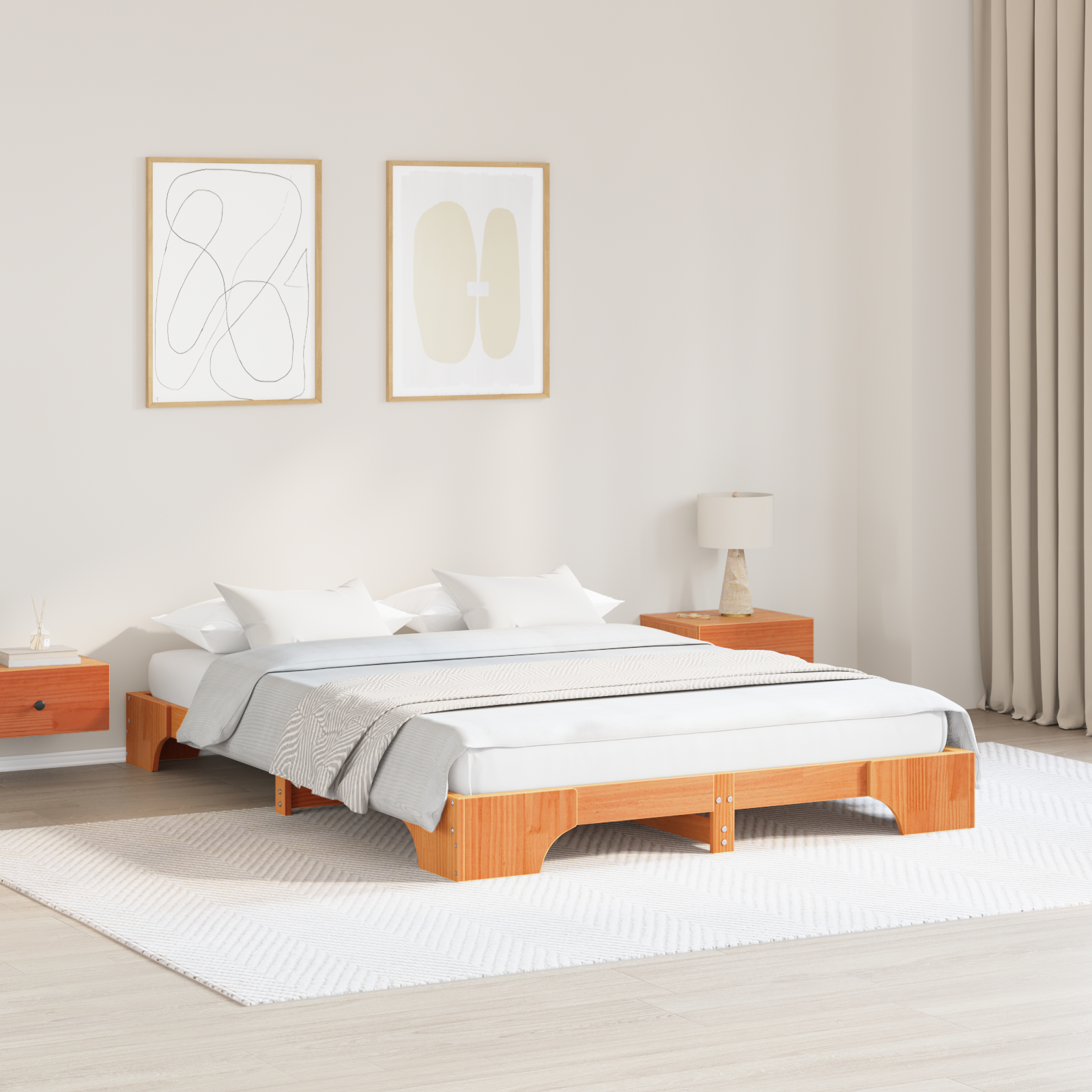 Paturi si accesorii - Cadru de pat Maro cerat Lemn masiv de pin 140 x 200 cm