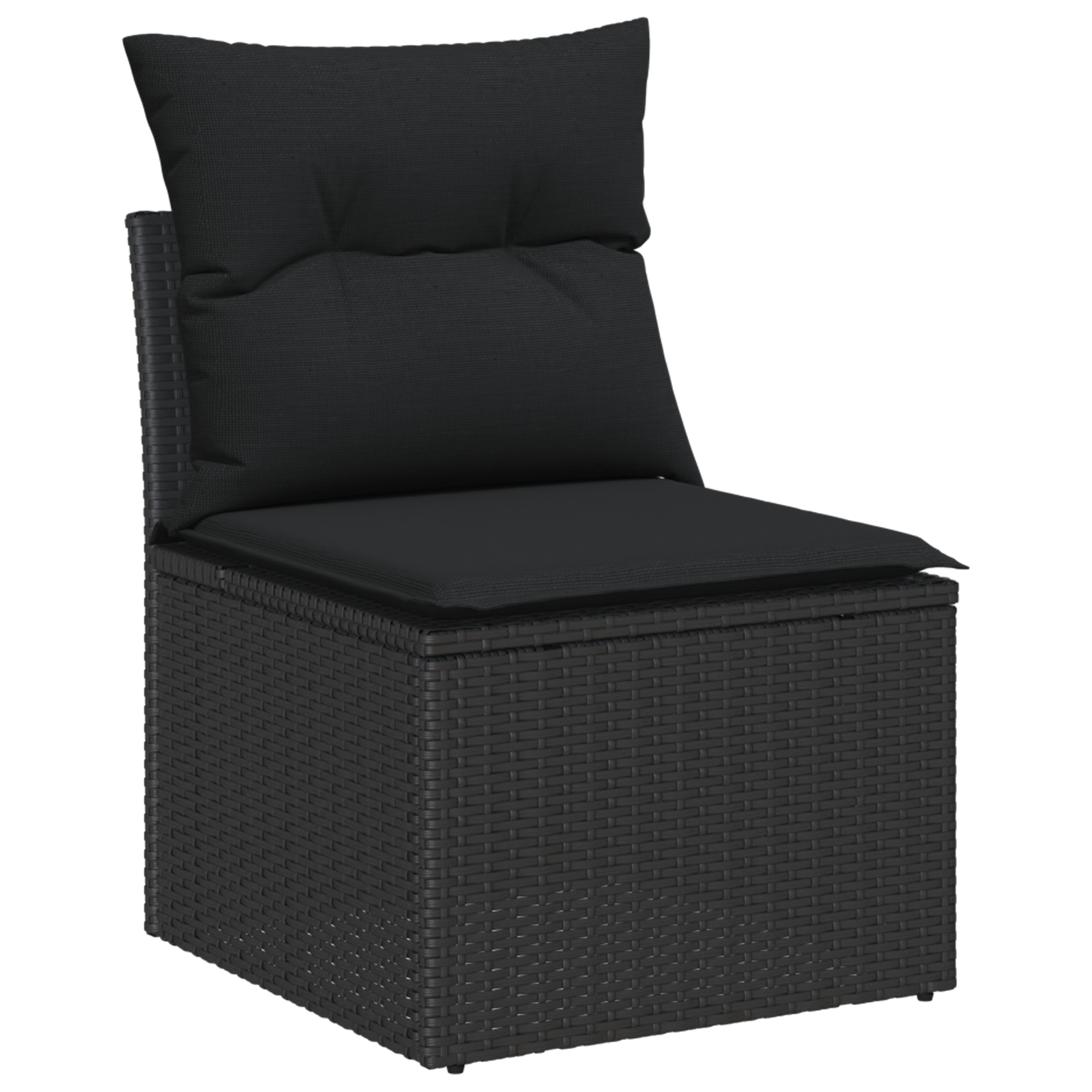 Set de sofa de grădină  cu 13 piese și perne Negru Poliratan Acacia, Sofa de grădină  cu 2 locuri și perne Negru Poliratan, Set de cină de grădină  cu 3 piese și perne Negru Poliratan Acacia [5]