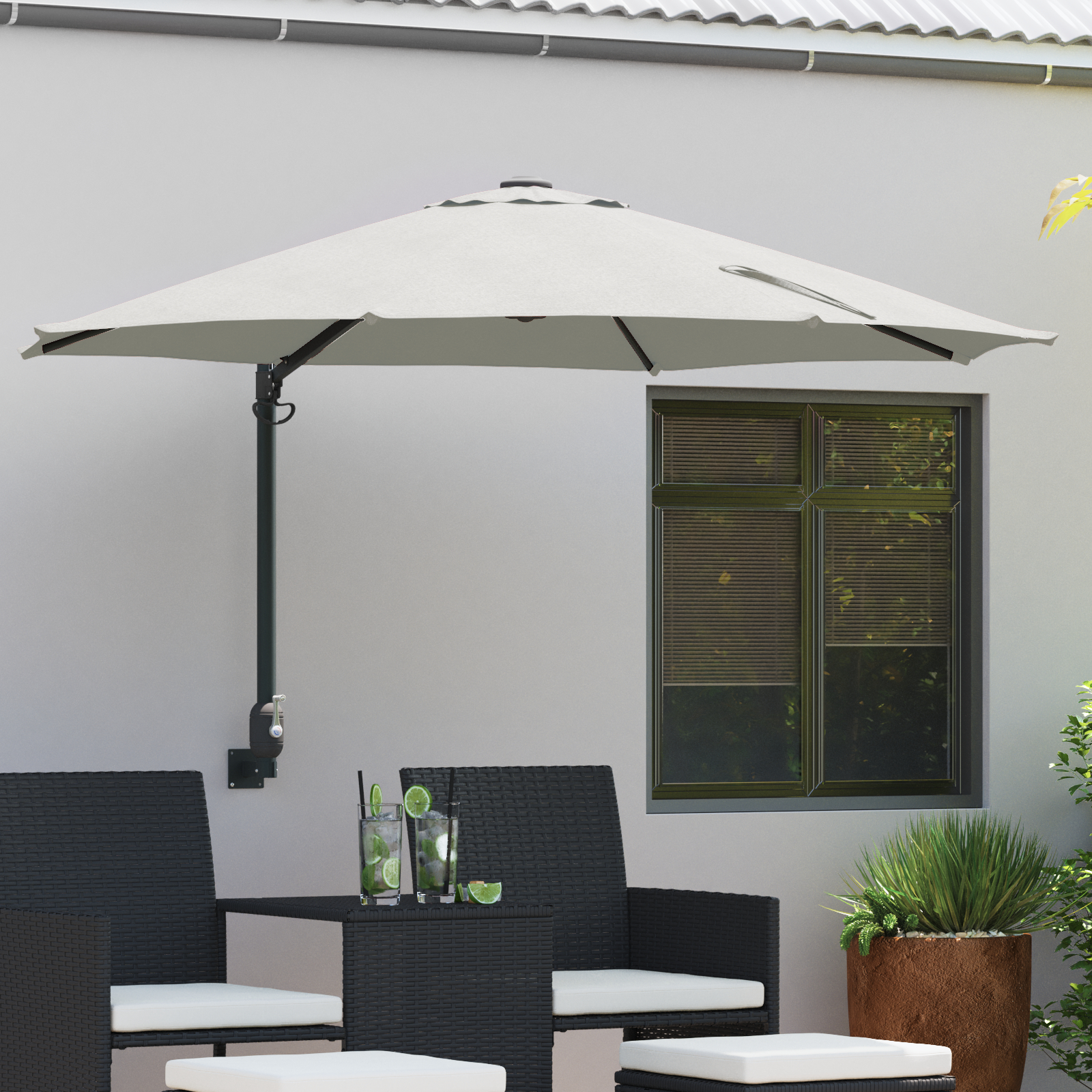 vidaXL Freischwingender Schirm Sand Polyester, Aluminium Groß