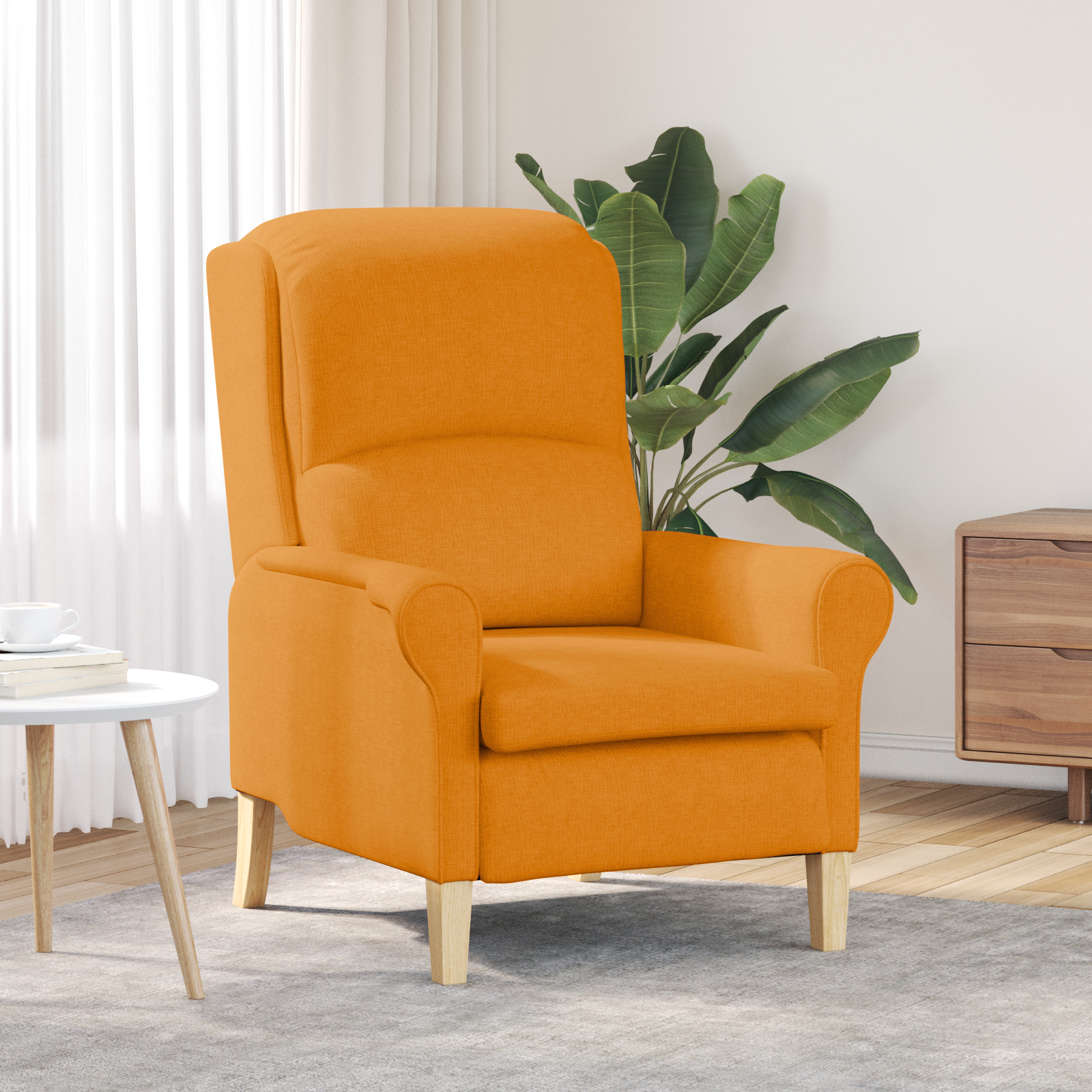 vidaXL Sodobni Naslanjač Temno Rumena Tkanina Velik Ergonomski