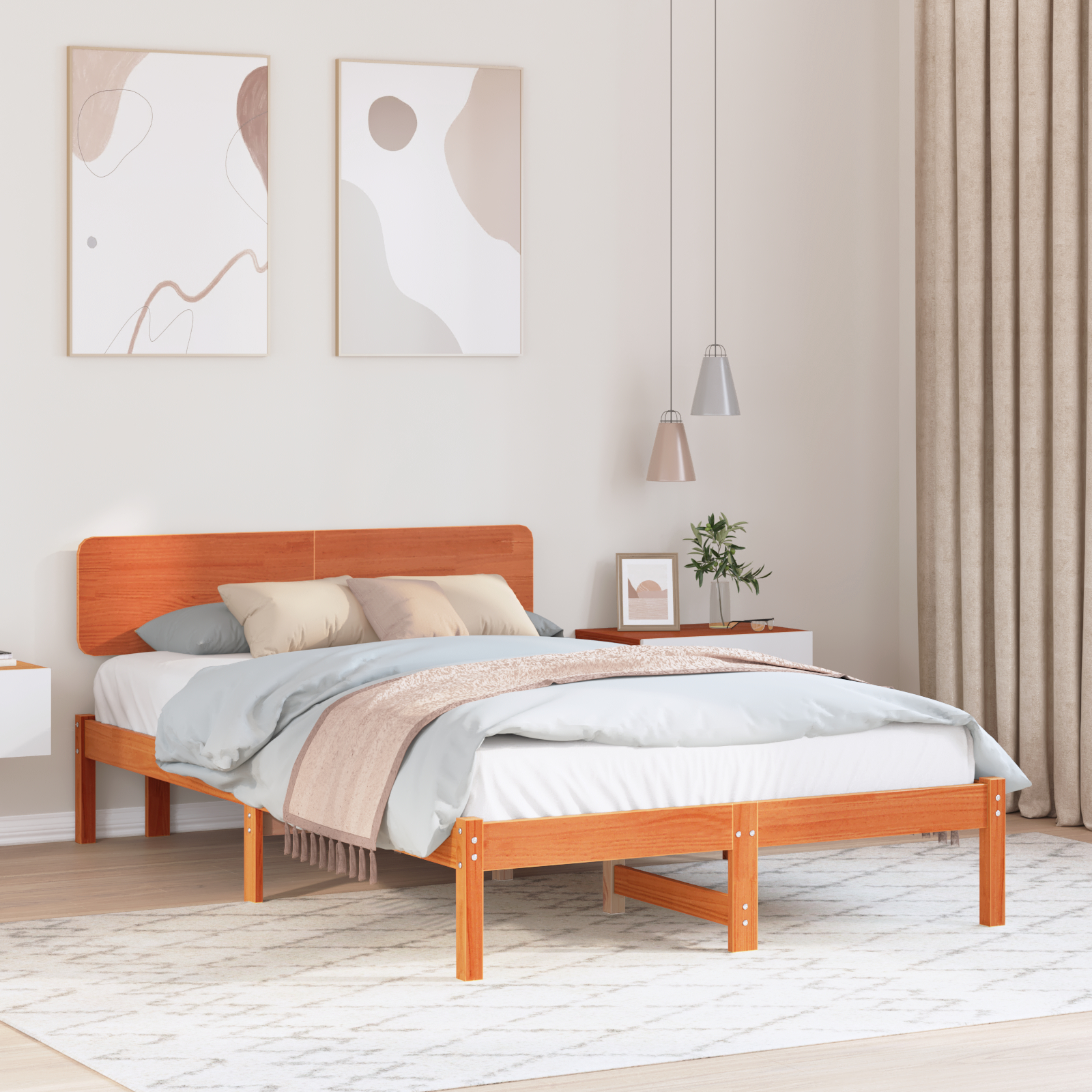 Paturi si accesorii - Cadru de Pat cu Capac Maro cerat 120x200 cm Lemn Masiv de Pin