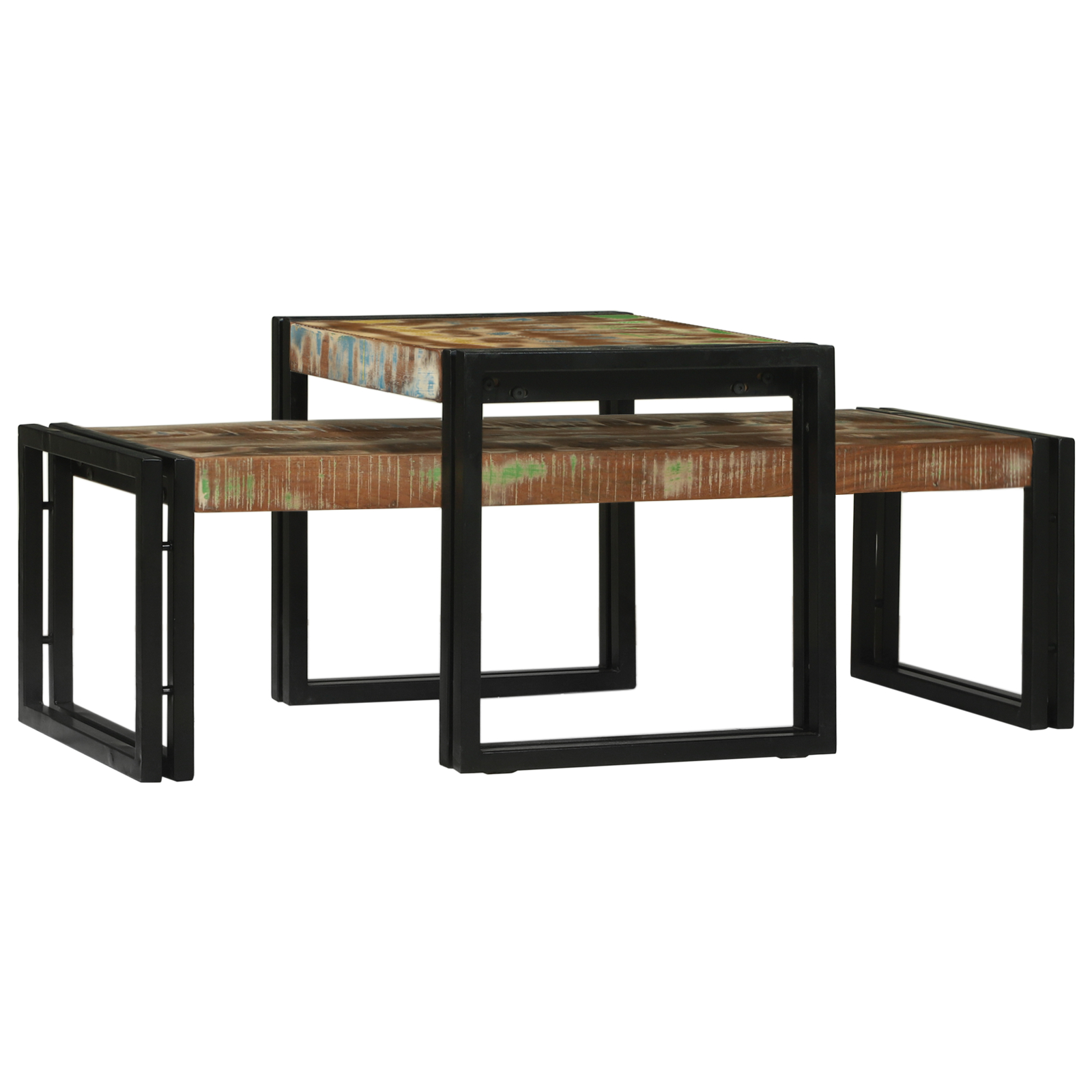 2-teiliges Couchtisch-Set aus Massivholz Altholz