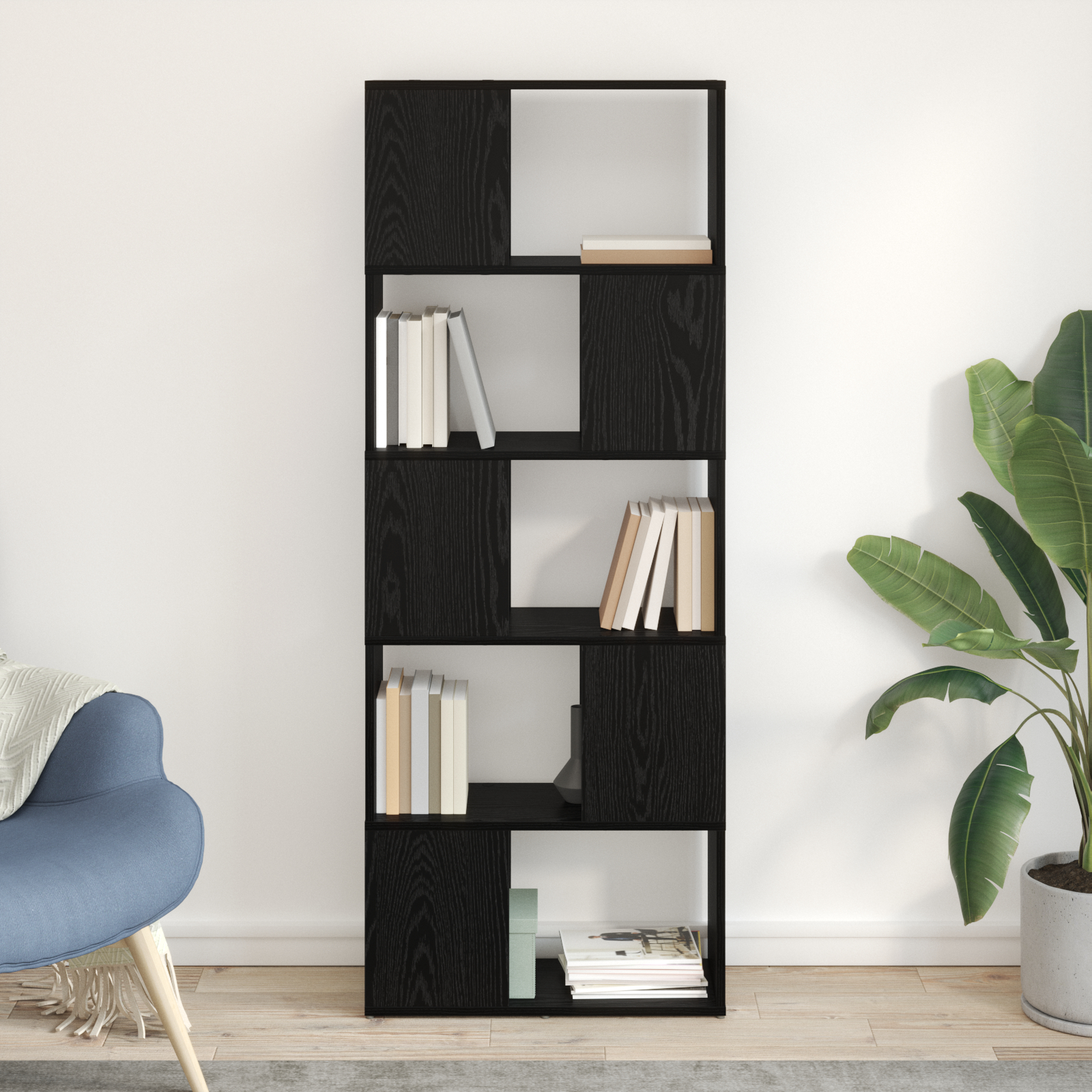 Bücherregal Schwarze Eiche Holzmaterial 60 x 24 x 155 cm