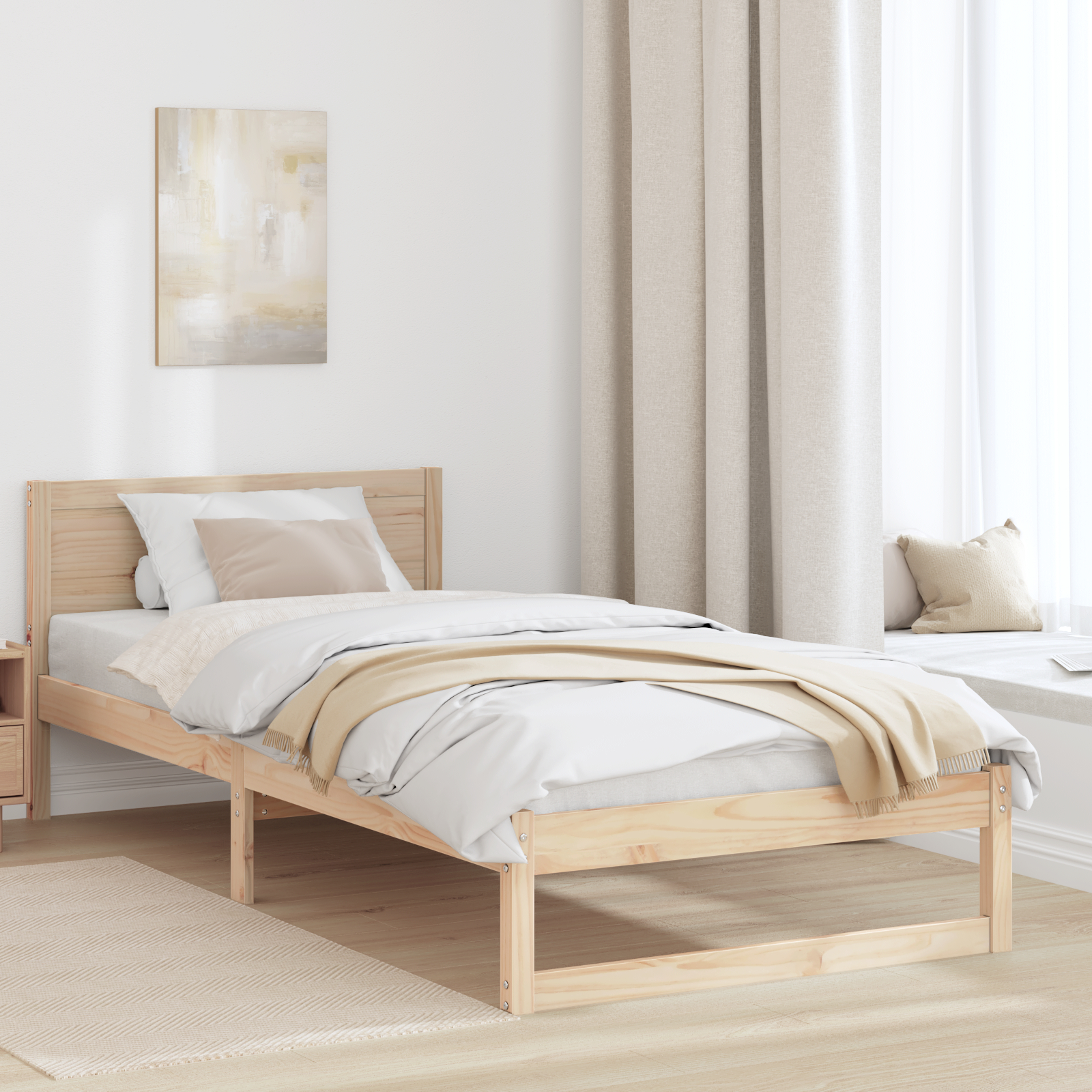 vidaXL Bettgestell Natur Massivholz 80 x 200 cm