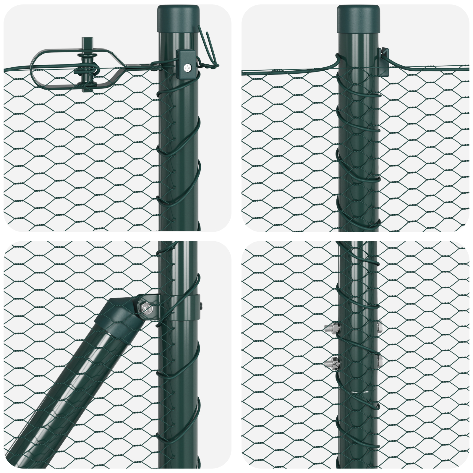 vidaXL heksagonalna ograja zelena 1,2x50 m jeklo, vidaXL ograjni stebri 13 kosov zelena Ø32 mm 170 cm pocinkano jeklo - Image 9