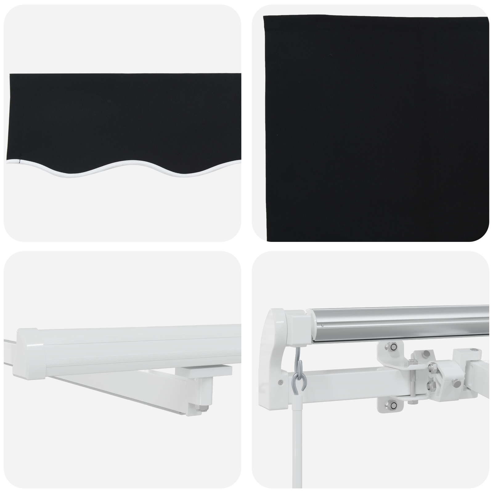 vidaXL Ročna Zložljiva Tenda z LED Črna 500x350 cm, vidaXL Tenda Za Zameno Platna za 5x3,5 m Okvir Črna - Image 11