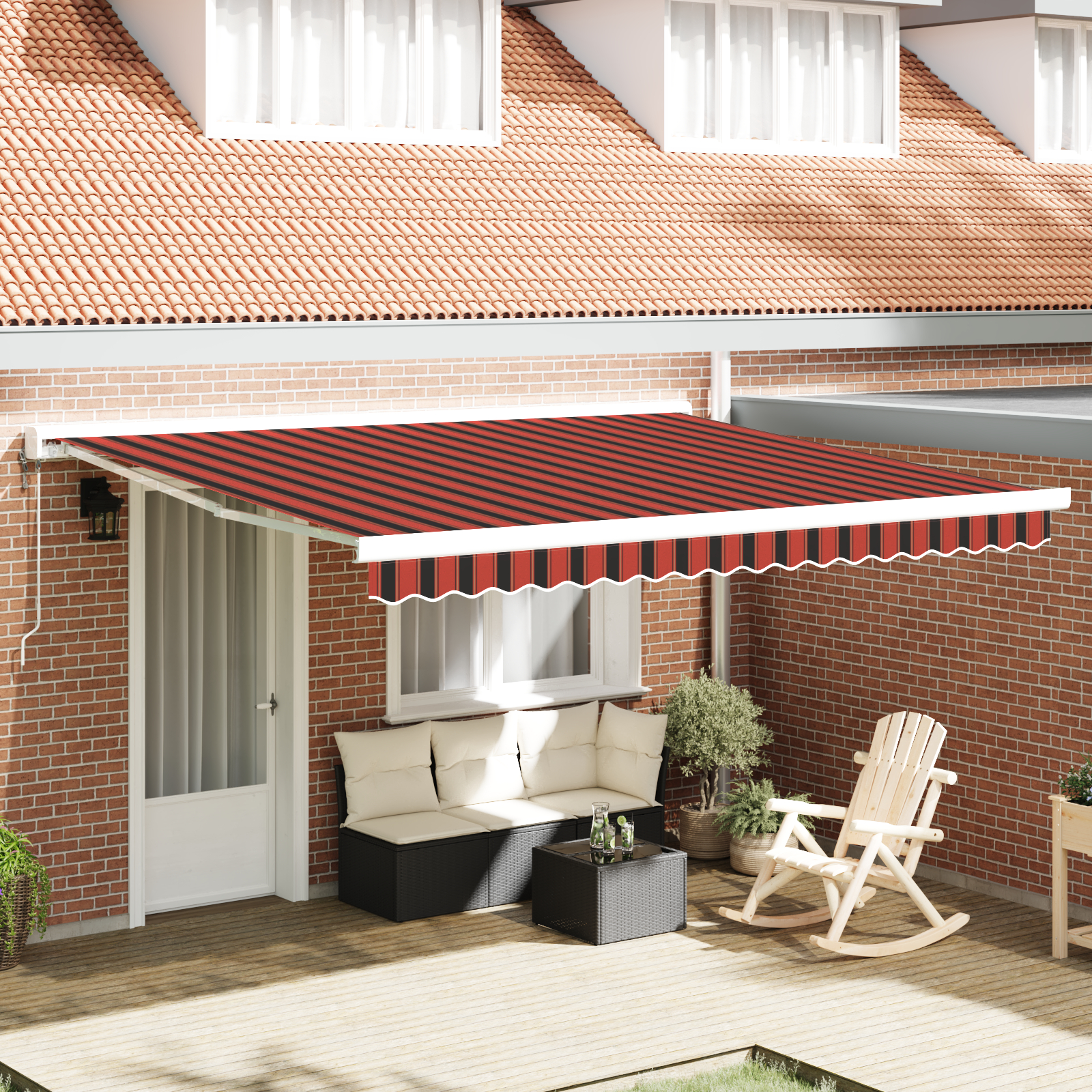 vidaXL Manuelle einziehbare Markise in Orange und Braun 350 x 250 cm