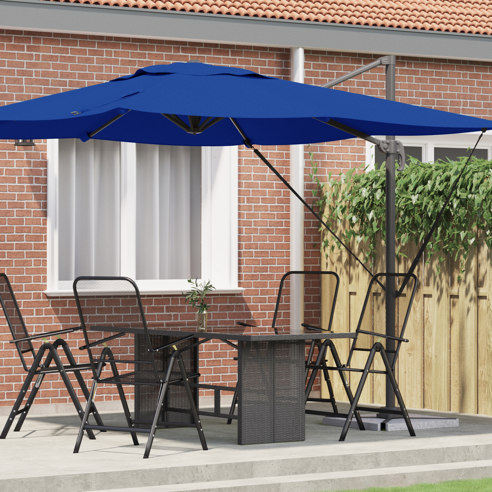 vidaXL Patio-Schirm Azurblau Aluminium, Polyester 3m
