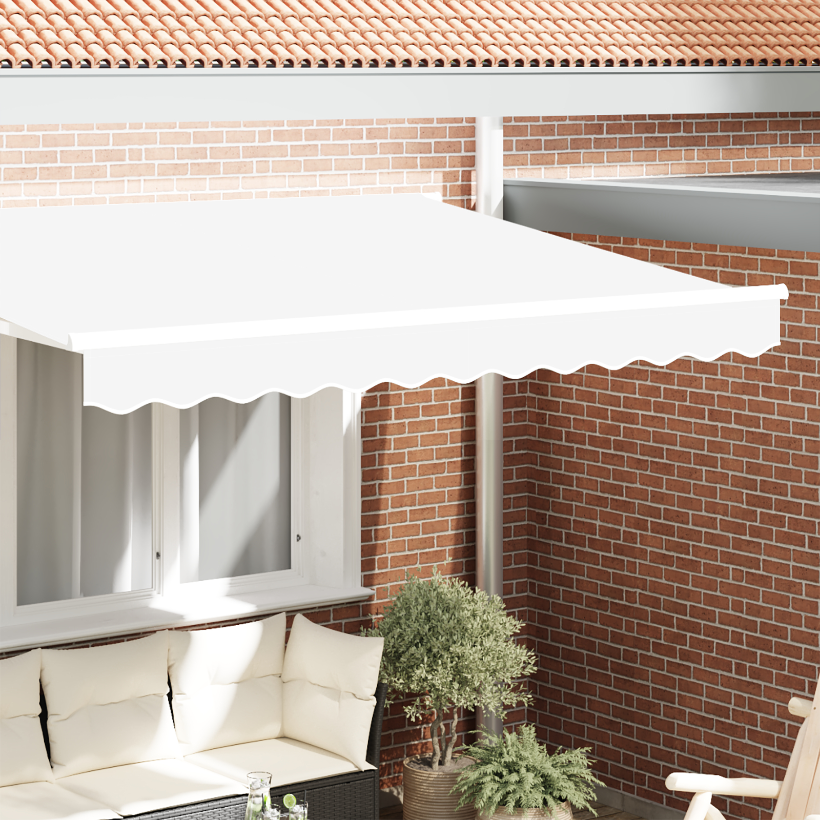 Markisedekoration til 3 m Ramme Hvid 2.8x0.2 m