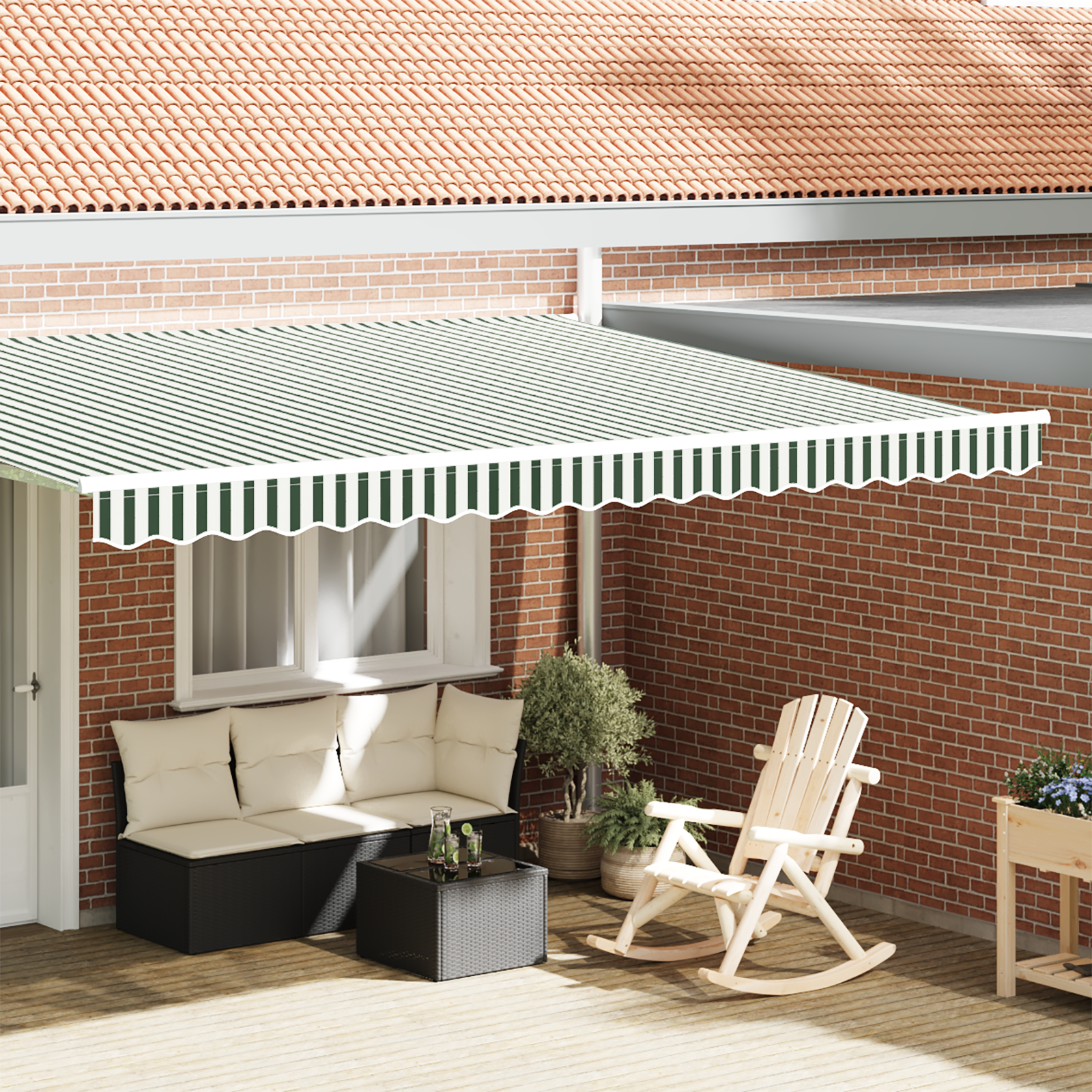 Markise Valance til 4.5 m Ramme Grøn og Hvid 4.3x0.2 m