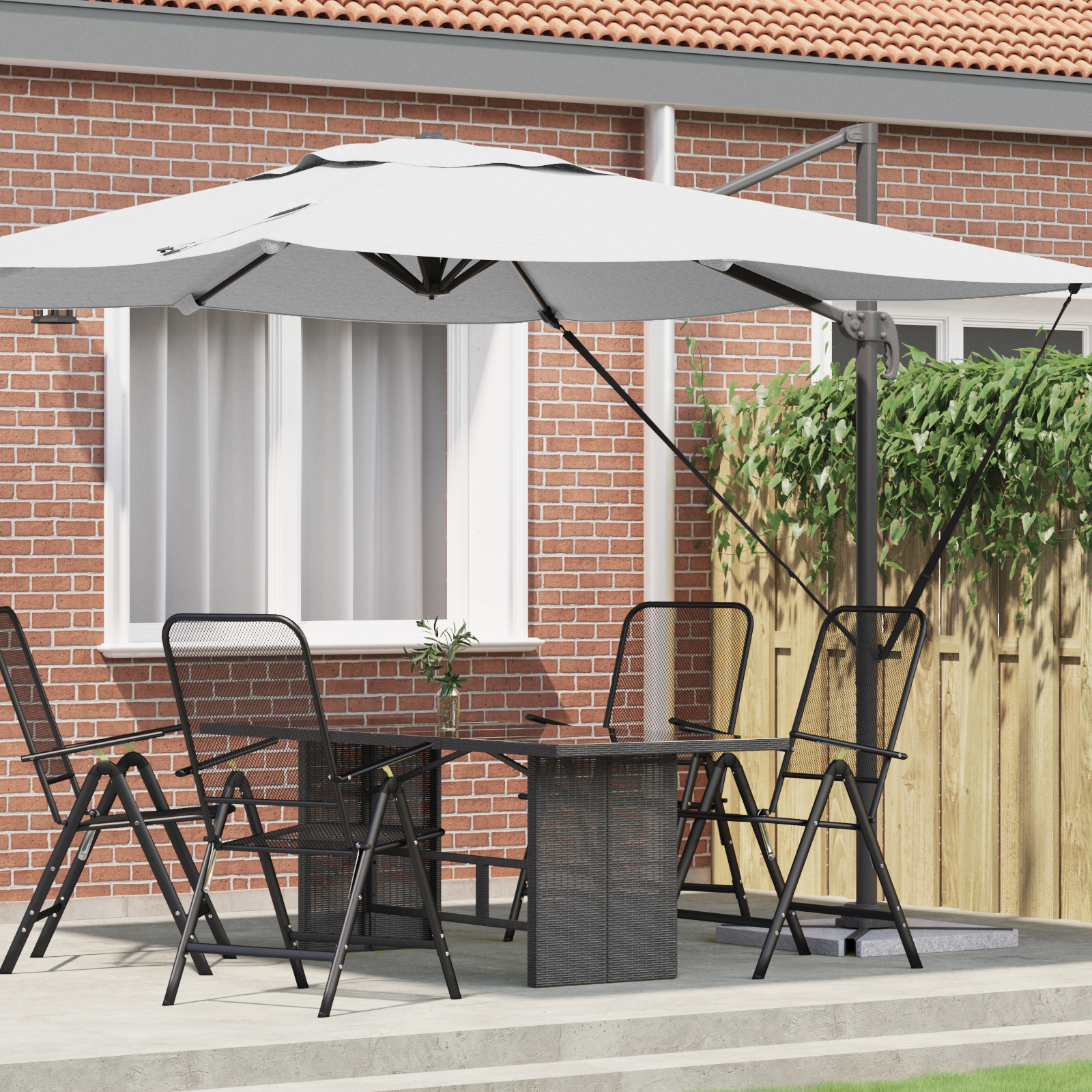vidaXL Terrassenschirm Sand Polyesterdach 3m Verstellbare Armlehnen