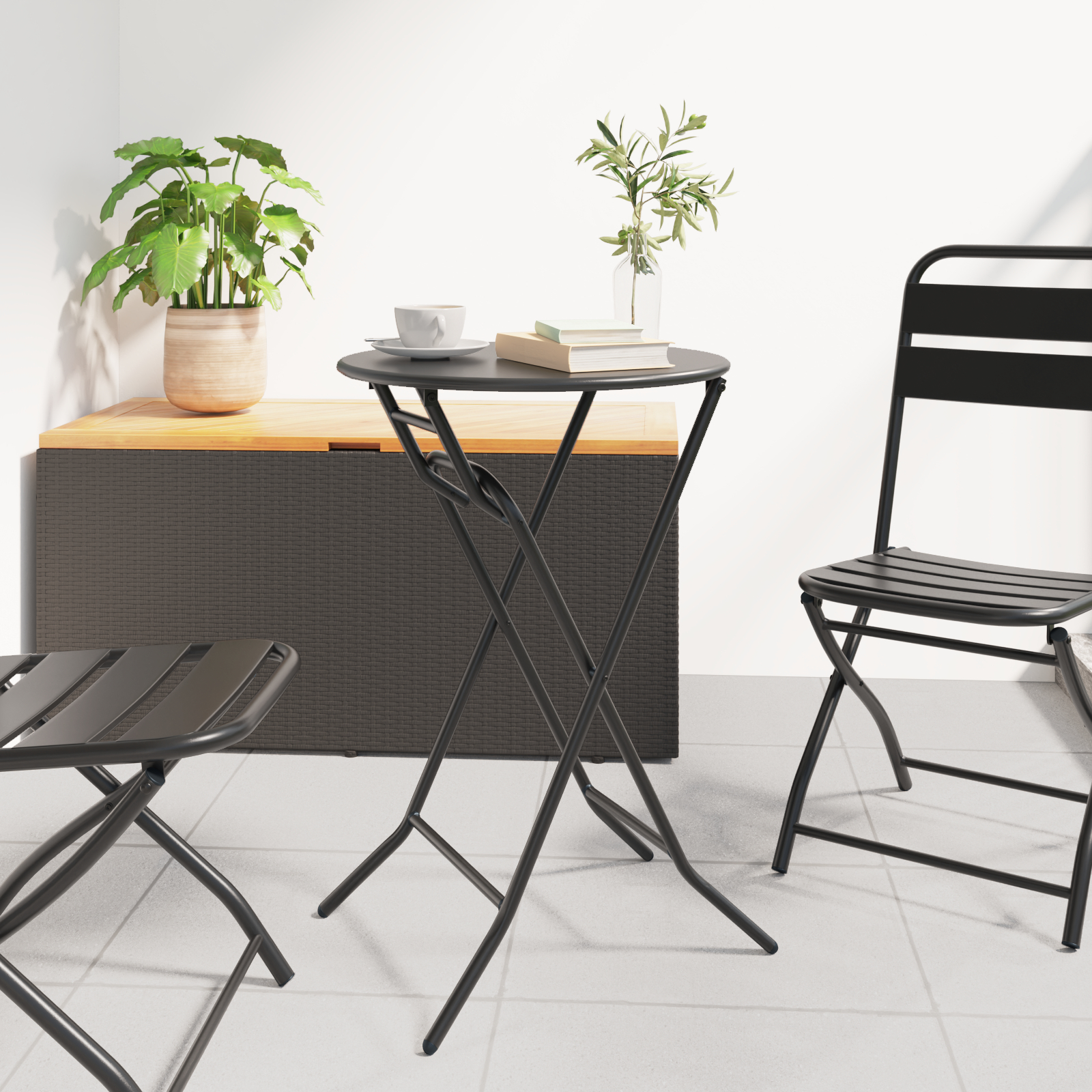 Folding Garden Table Anthracite Ø50x72 cm Steel