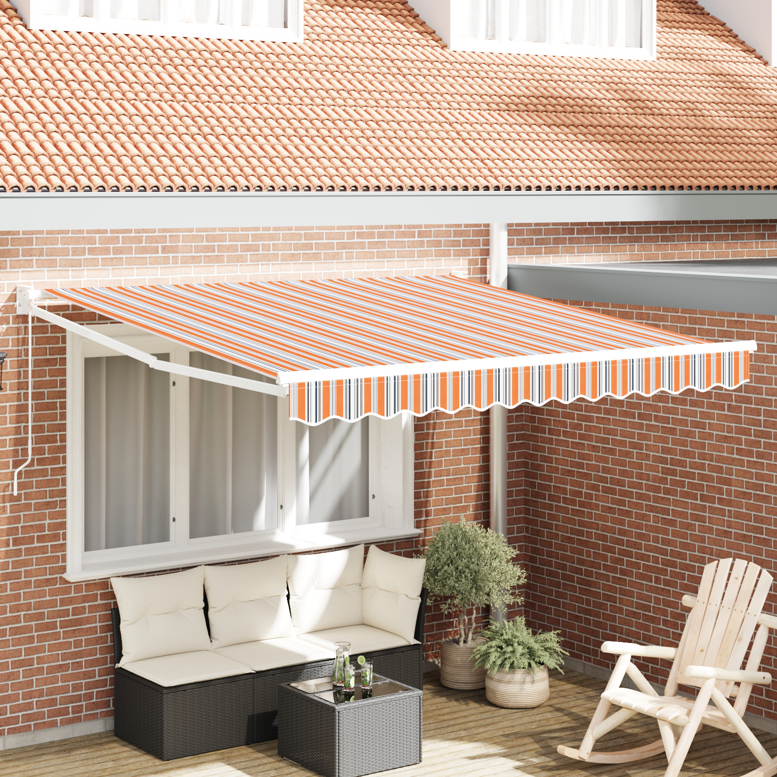 vidaXL manuelle einziehbare Markise mit gestreiften Multicolor 350x250 cm