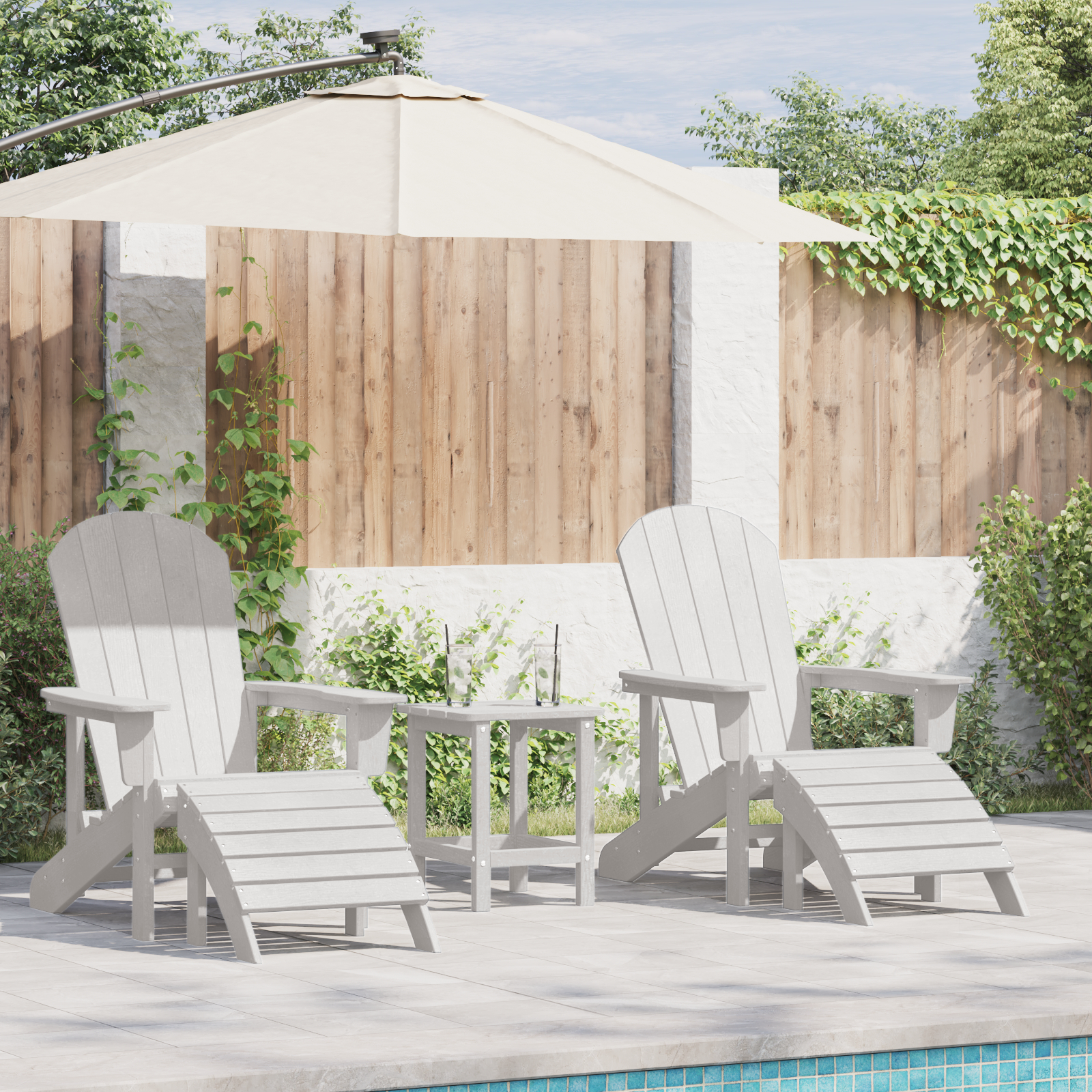 vidaXL Adirondack-Stühle mit Fußstützen 2 Stück Weiß HDPE,  Adirondack-Stuhl mit Fußstütze Weiß HDPE