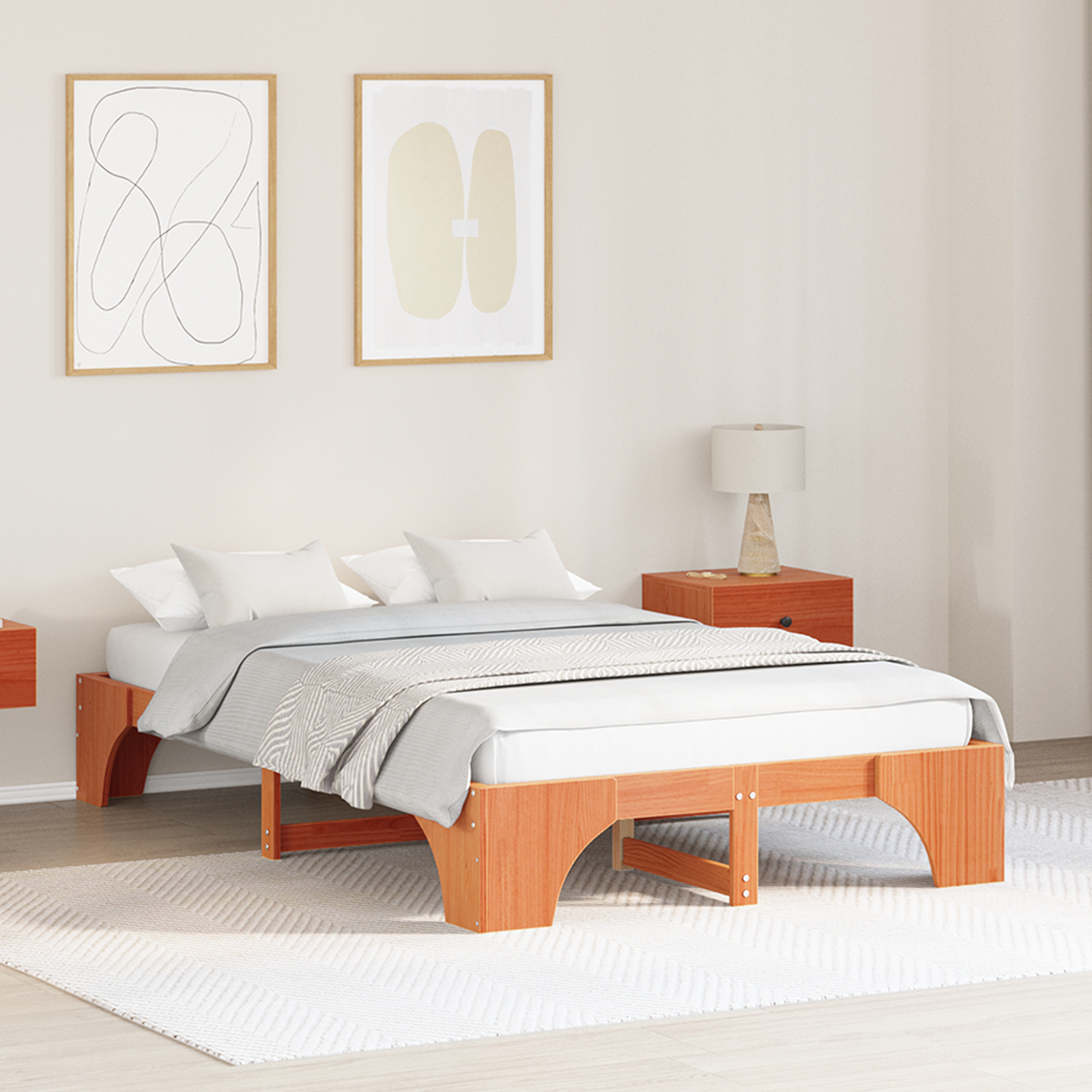Paturi si accesorii - Cadru de pat Maro cerat Lemn masiv 120 x 200 cm Durabil