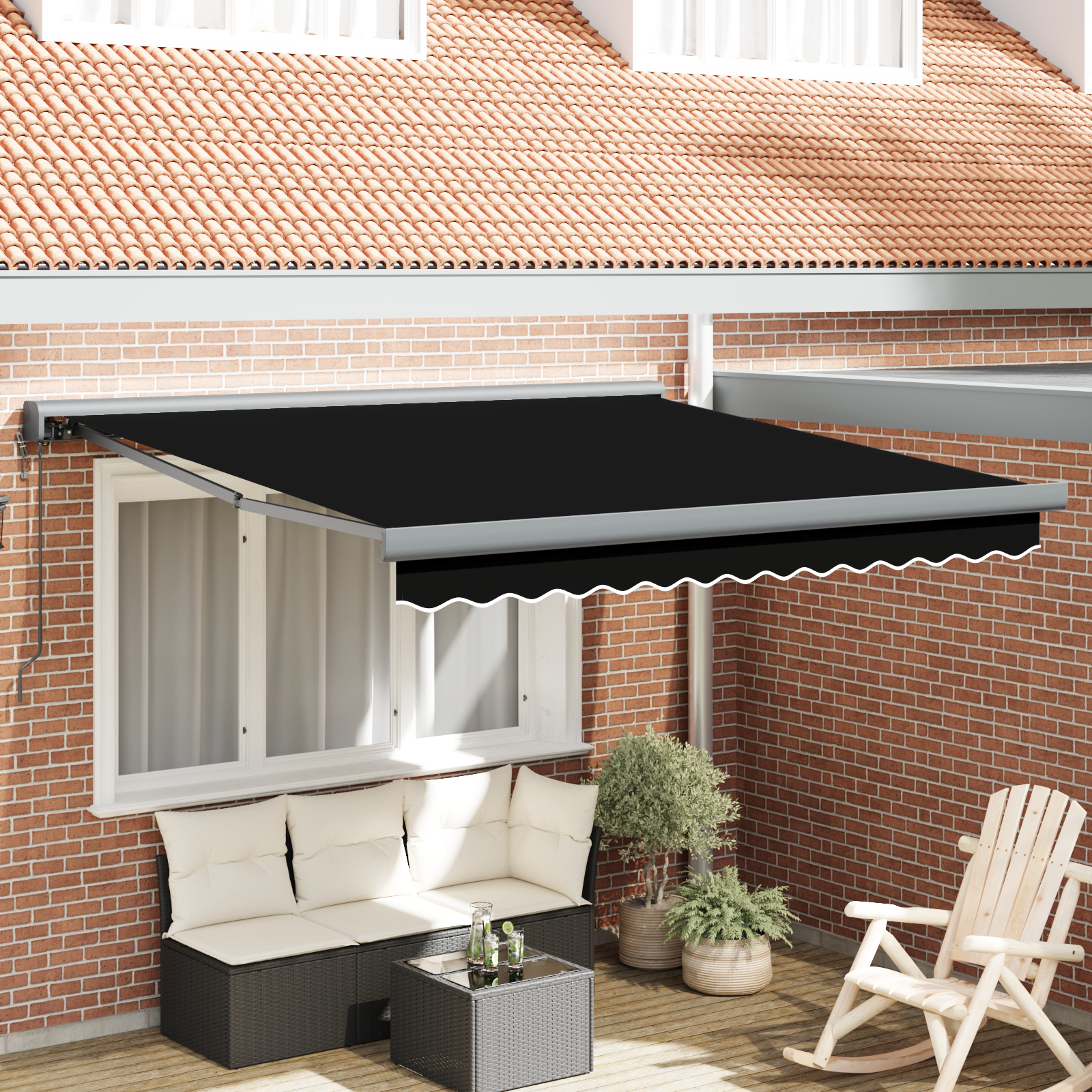 automatisk udtrækkelig markise sort 300x250 cm, vidaXL markisedug til 3x2.5 m ramme sort