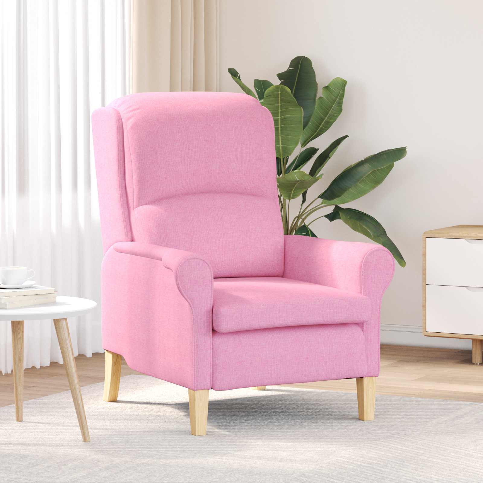 Moderne Fauteuil Roze Polyester stof, Hout Medium Ergonomisch
