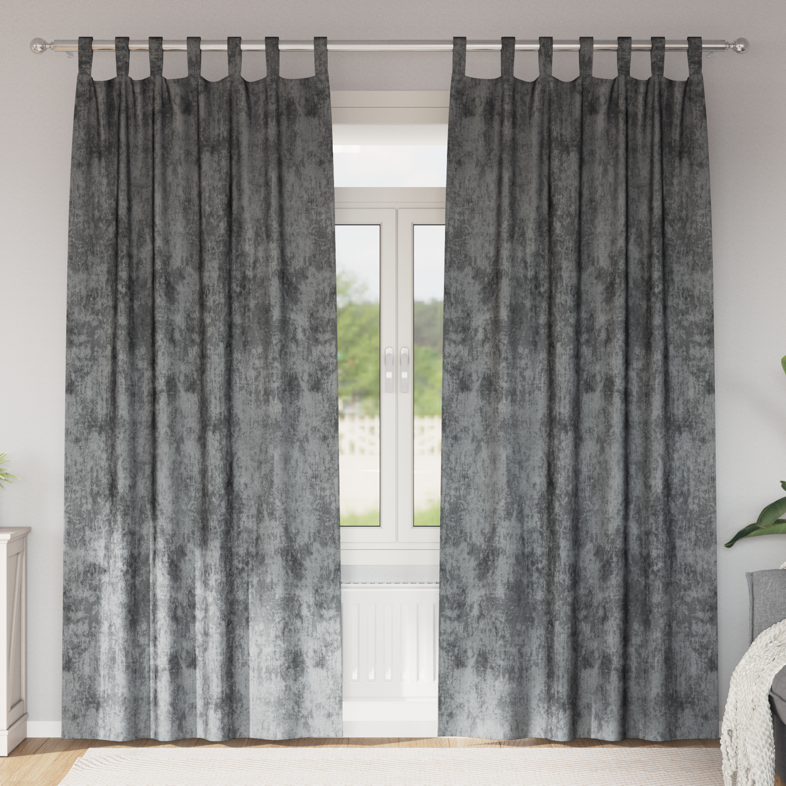 zavjese 2 kom s okomitim rupama siva 225x140 cm