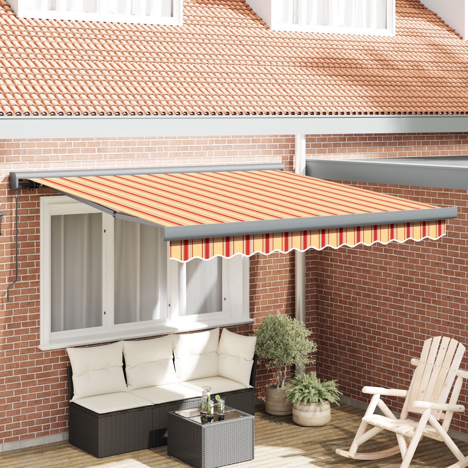 vidaXL Manuelle Einziehbare Markise - Gelb und Orange 350x250 cm