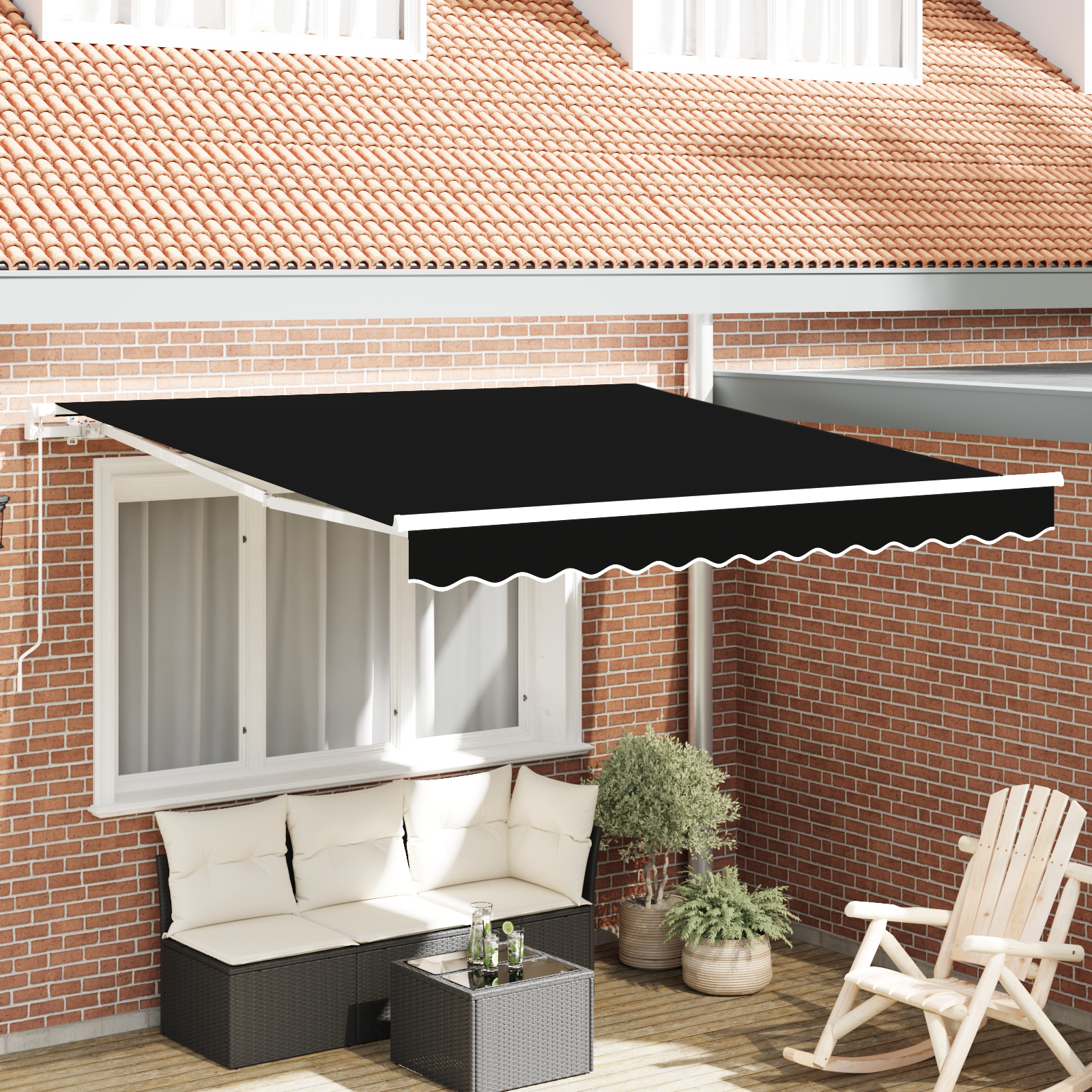 vidaXL ročna retraktibilna tenda črna 300x250 cm, vidaXL zamenjava tkanine za okvir 3x2.5 m črna