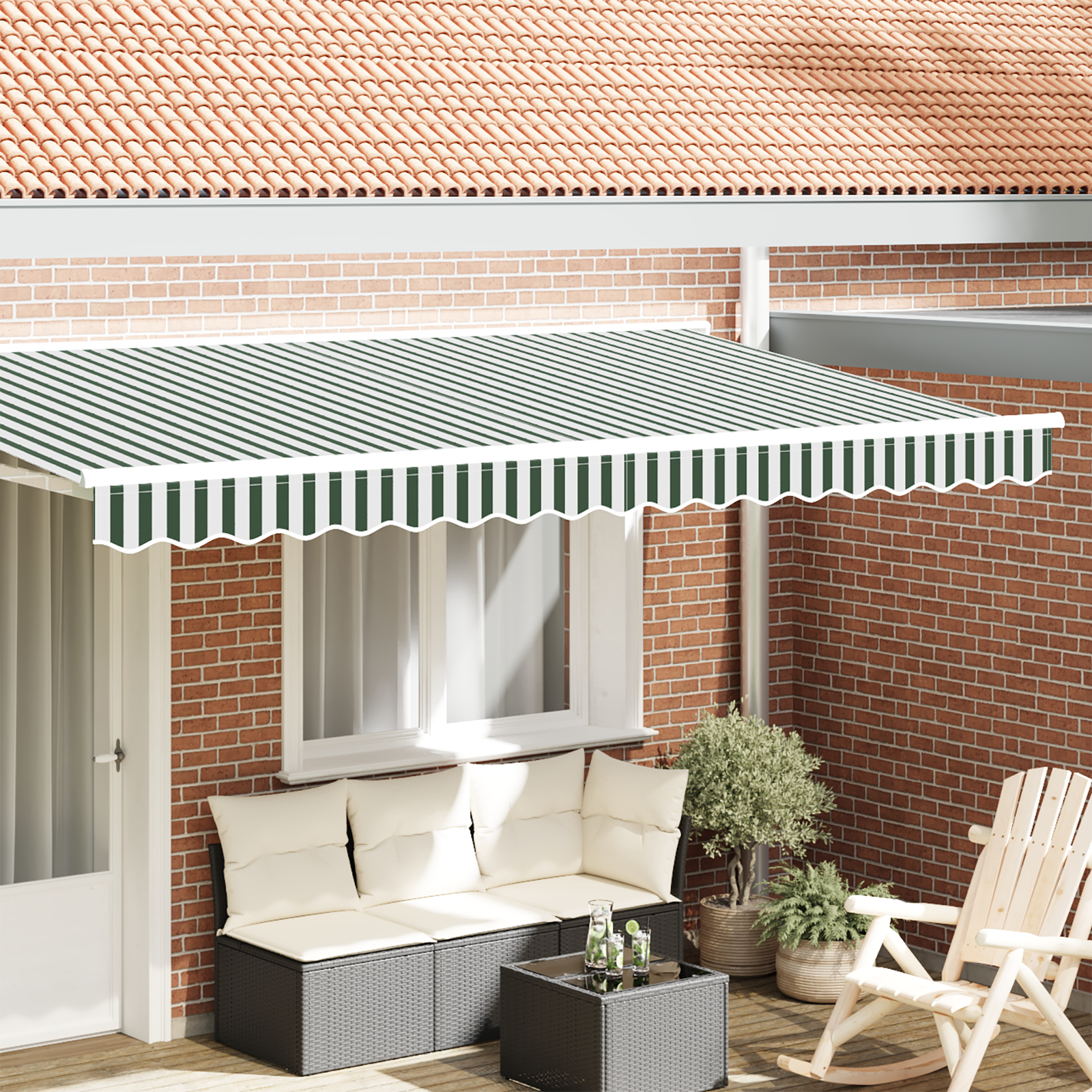 Baldakin Valance til 4 m ramme Grøn og Hvid 3.8x0.2 m