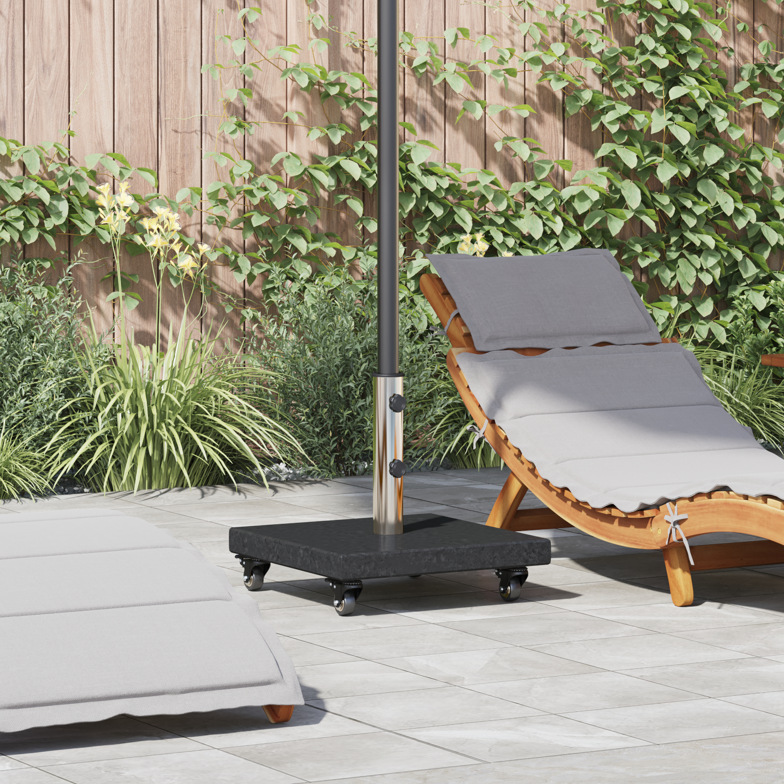 vidaXL Wagenparasol-Basis für Ø38/48mm Stangen Schwarze Granit 30 kg Quadrat