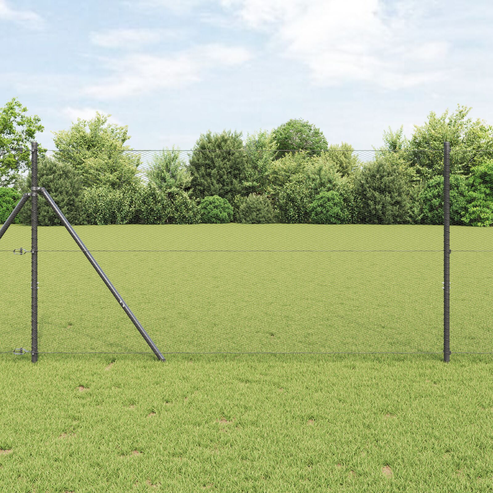 sekskantet hegn grå 1x10 m stål, vidaXL hegnsposter 7 stk grå Ø32 mm 150 cm galvaniseret stål