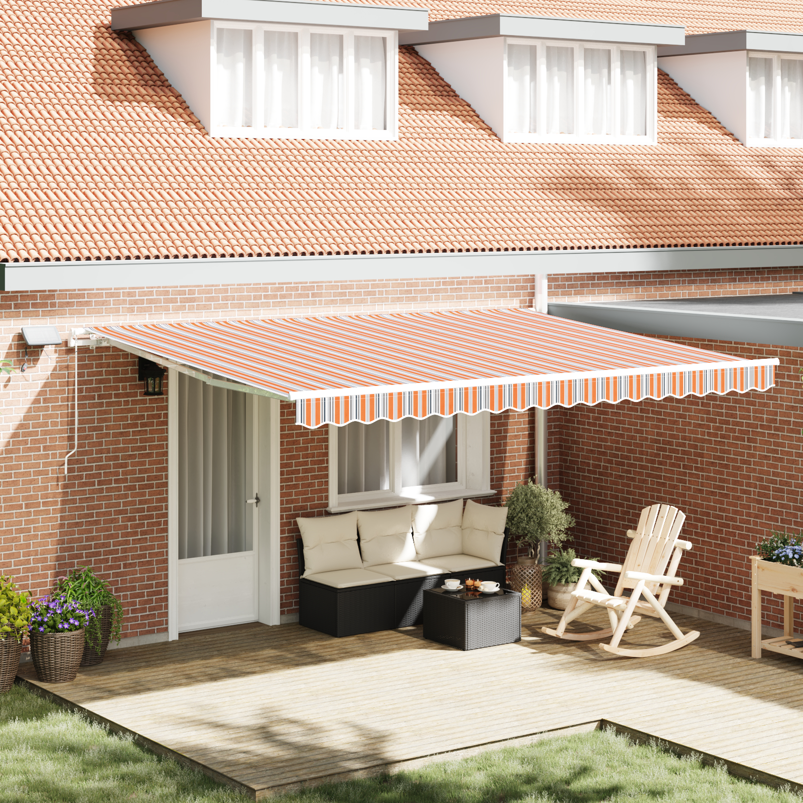 vidaXL Manuelle einziehbare Markise mit LED mehrfarbigen Streifen 450x350 cm