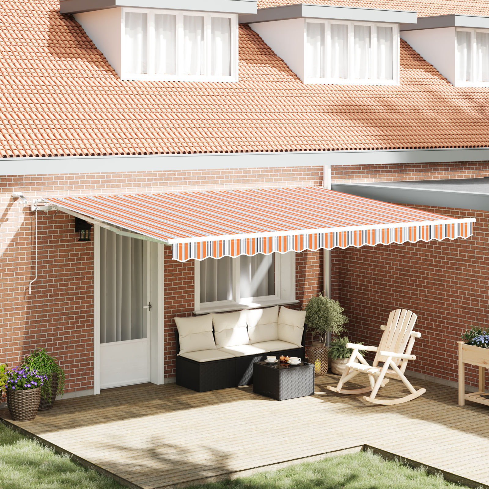 vidaXL Automatische einziehbare Markise mit LED Mehrfarbigen Streifen 450x350 cm