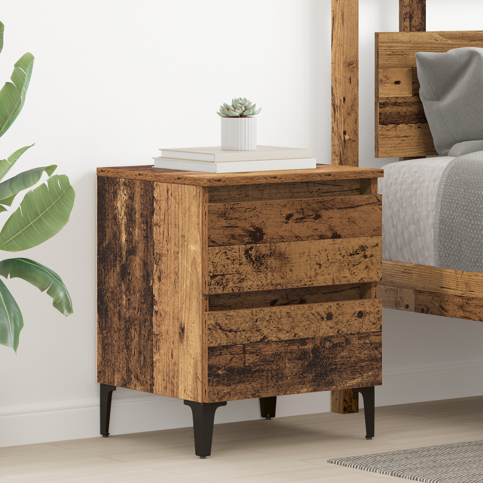 Bettenschrank Altes Holz 40x35x50 cm Holzwerkstoff