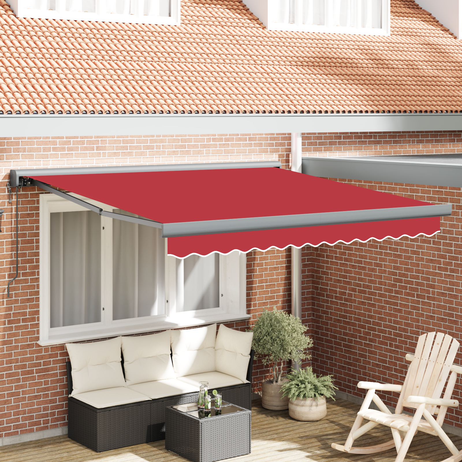 Automatisk Udtækkelig Markise Rød 300x250 cm, vidaXL Markise Erstatningsstof til 3x2,5 m Ramme Rød