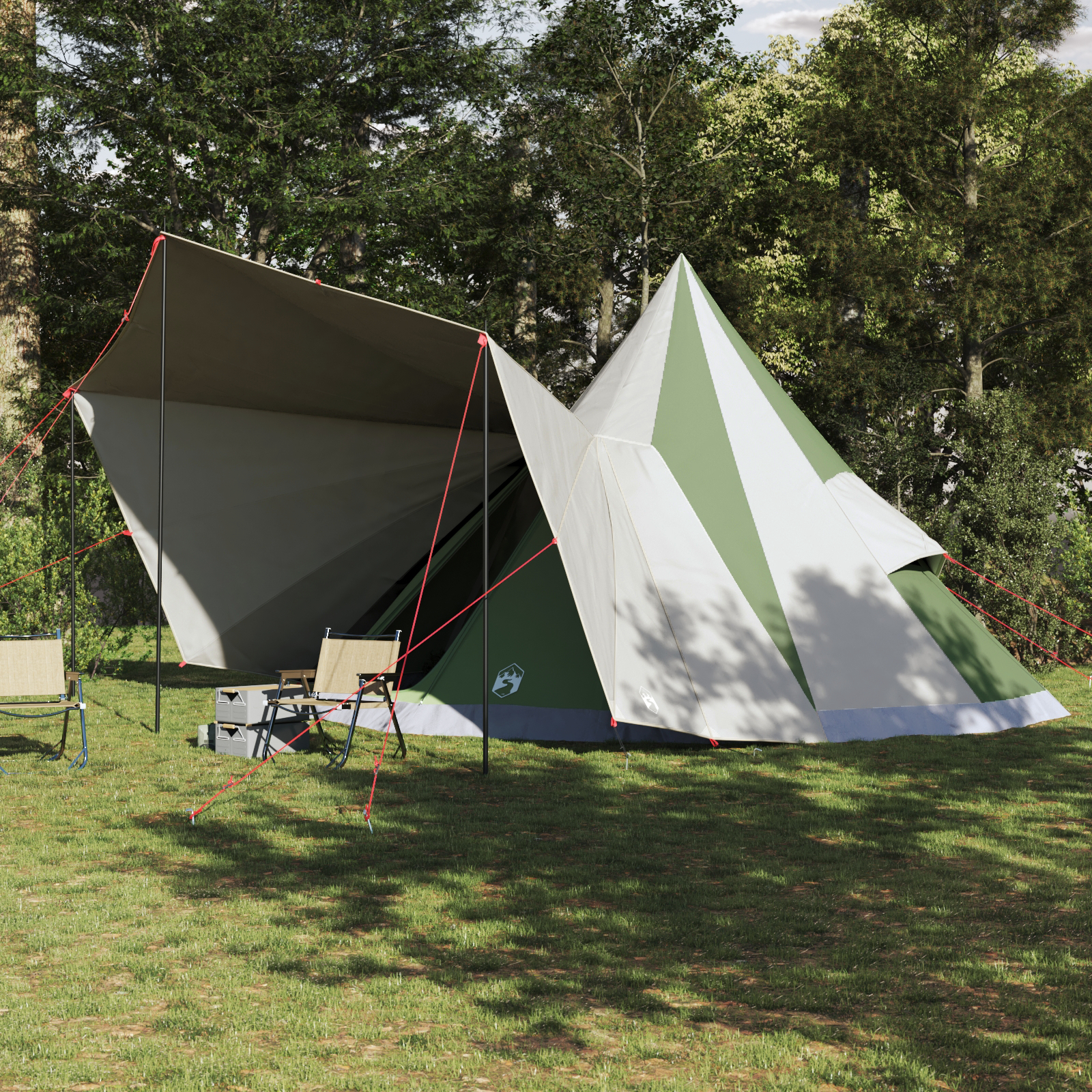 vidaXL Cort familie Tipi Verde 12 persoane waterproof